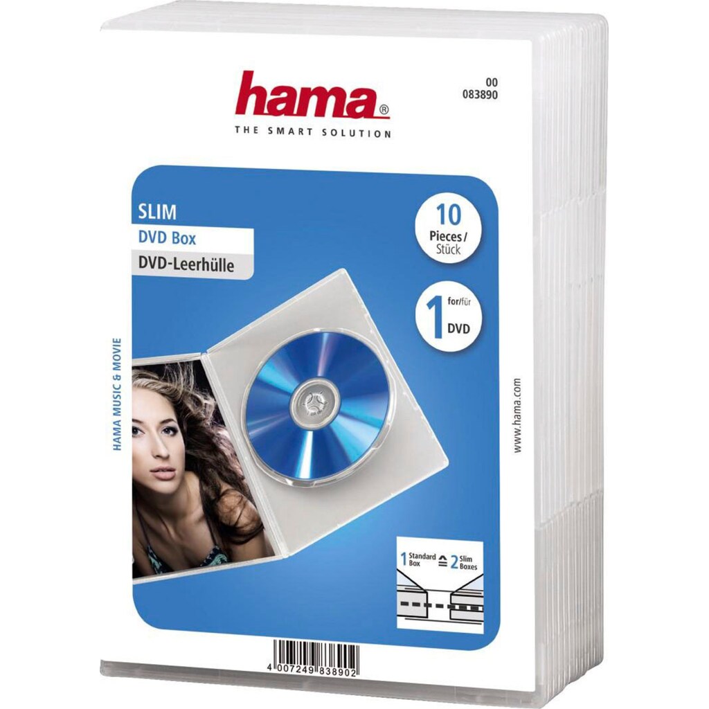 Hama DVD-Hülle »DVD-Leerhülle Slim, 10er-Pack, Transparent«