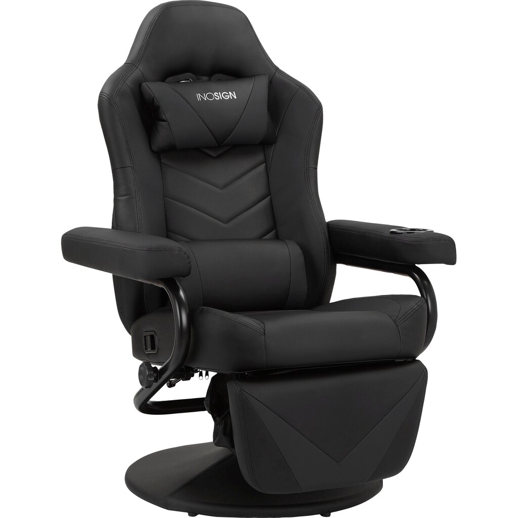 INOSIGN Relaxsessel »Jocelin«, Drehfunktion,1 Kissen zur Kopfstütze, Metallgestell, Sitzhöhe 45 cm