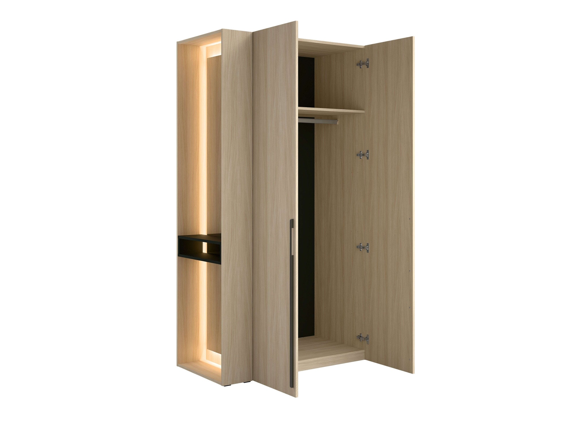 Home affaire Kleiderschrank »TRENTO Garderobe, Wäscheschrank mit großem Spiegel und LED-Beleuchtung«, mit Kleiderstange oder Einlegeböden, Maße B/H/T: 111/208/58 cm