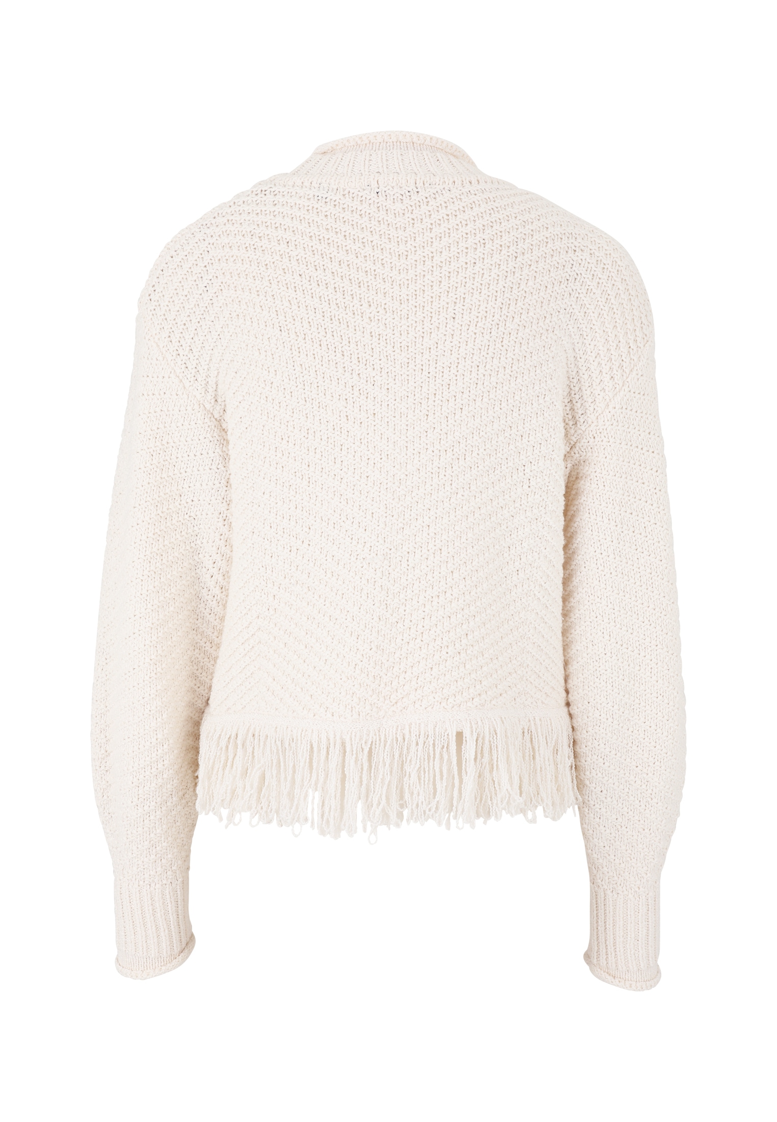 Zero Rundhalspullover »Pullover mit Fransen«