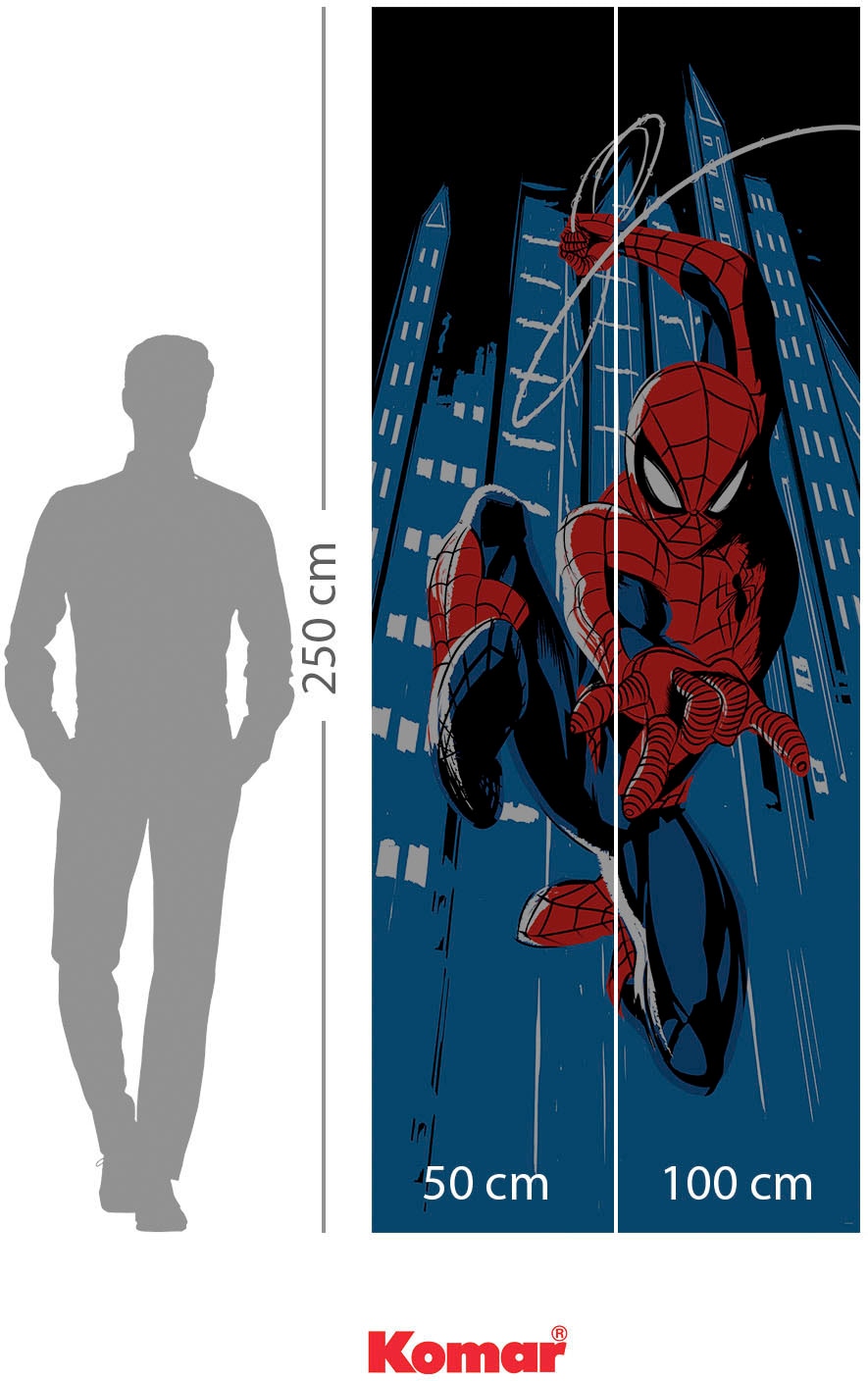 Komar Fototapete »Vlies Fototapete - Spider-Man Rooftop-Rockin‘ - Größe 100 x 250 cm«, bedruckt
