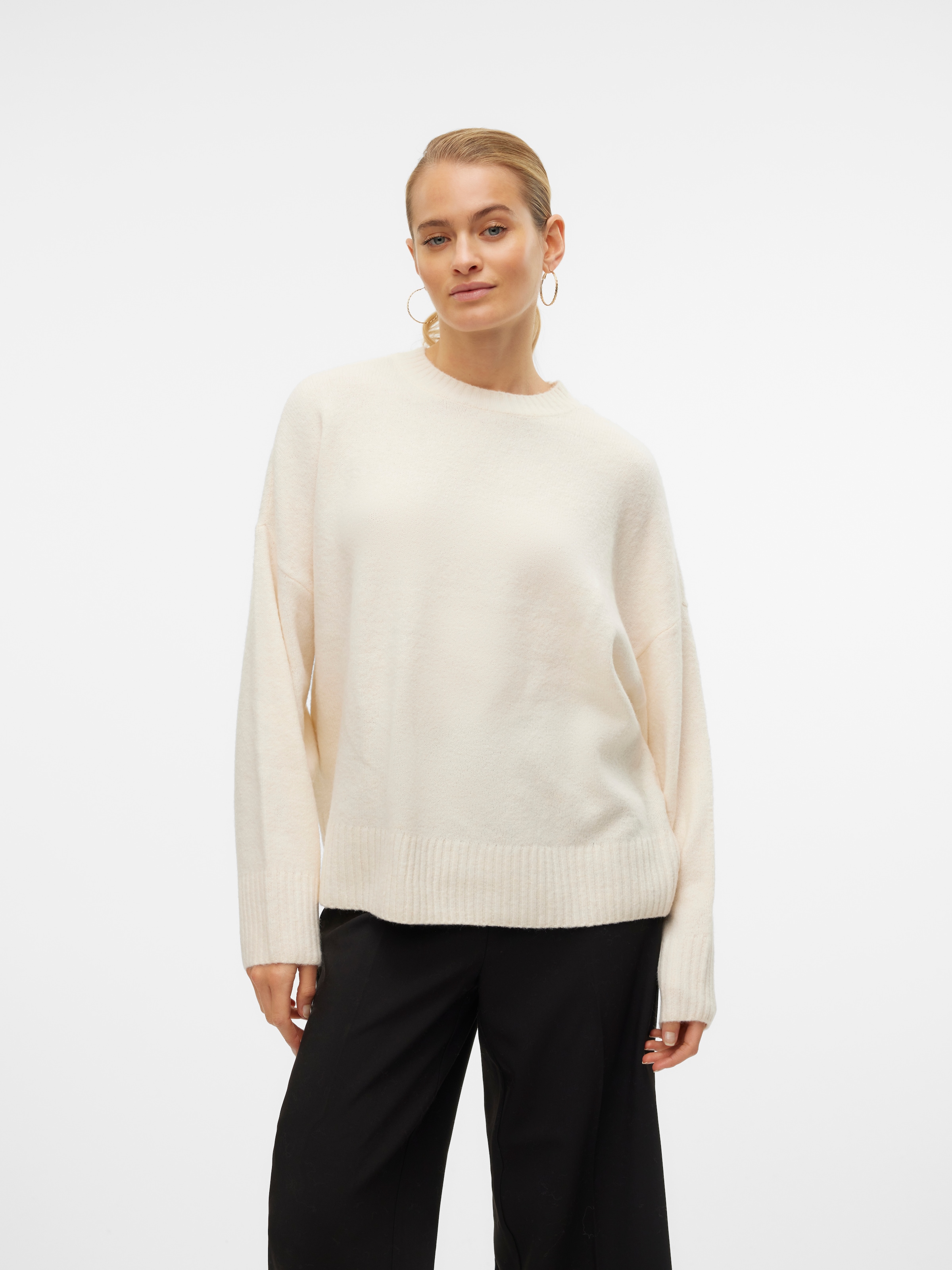 Vero Moda Strickpullover »VMBOOM LS O-NECK PULLOVER GA NOOS« Materialmix, loose fit
