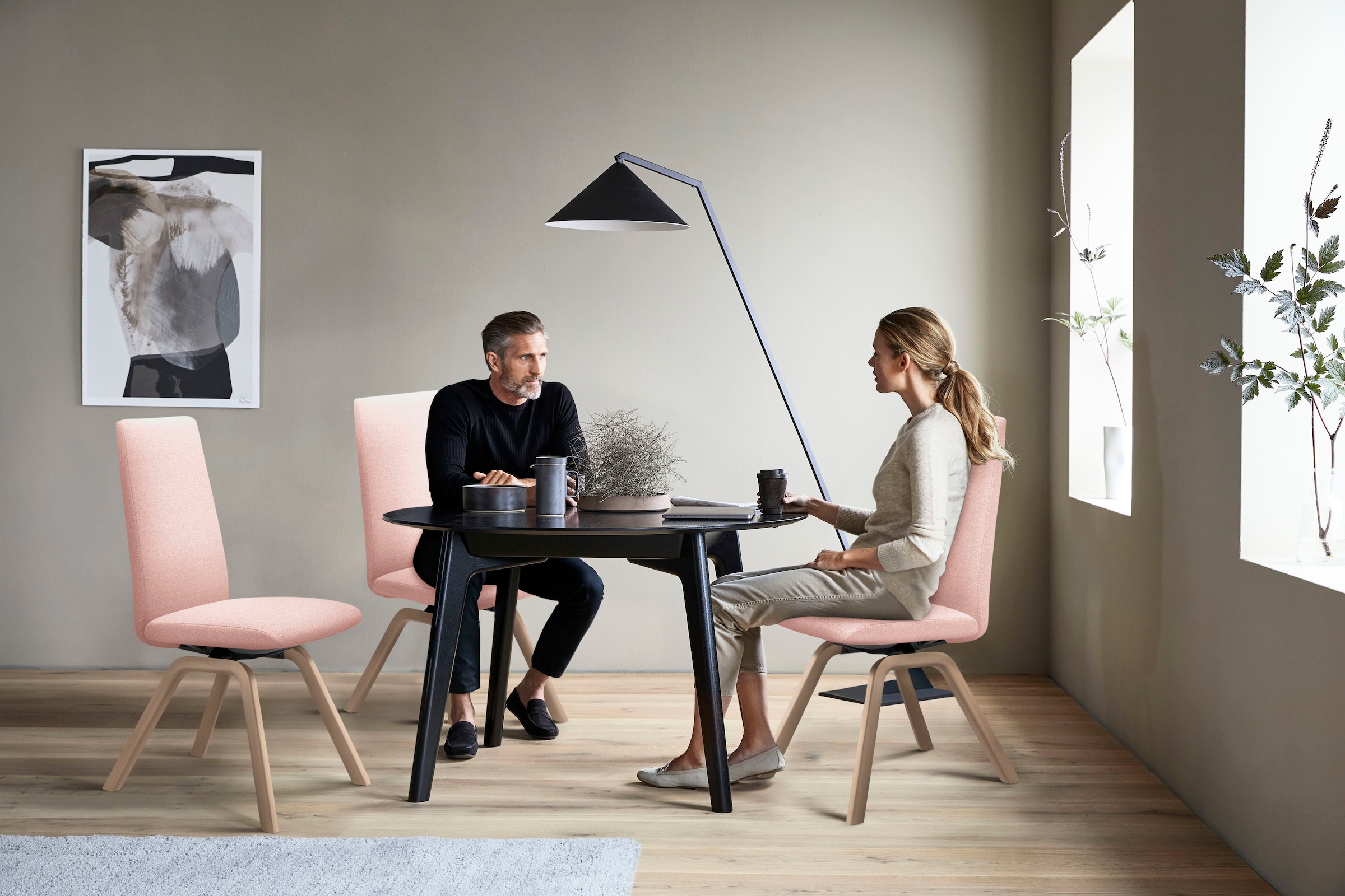 Stressless® Polsterstuhl »Laurel«, ROHLEDER Stoff Q2 FARON, High Back, Größe M, mit schräggestellten Beinen in Eiche natur