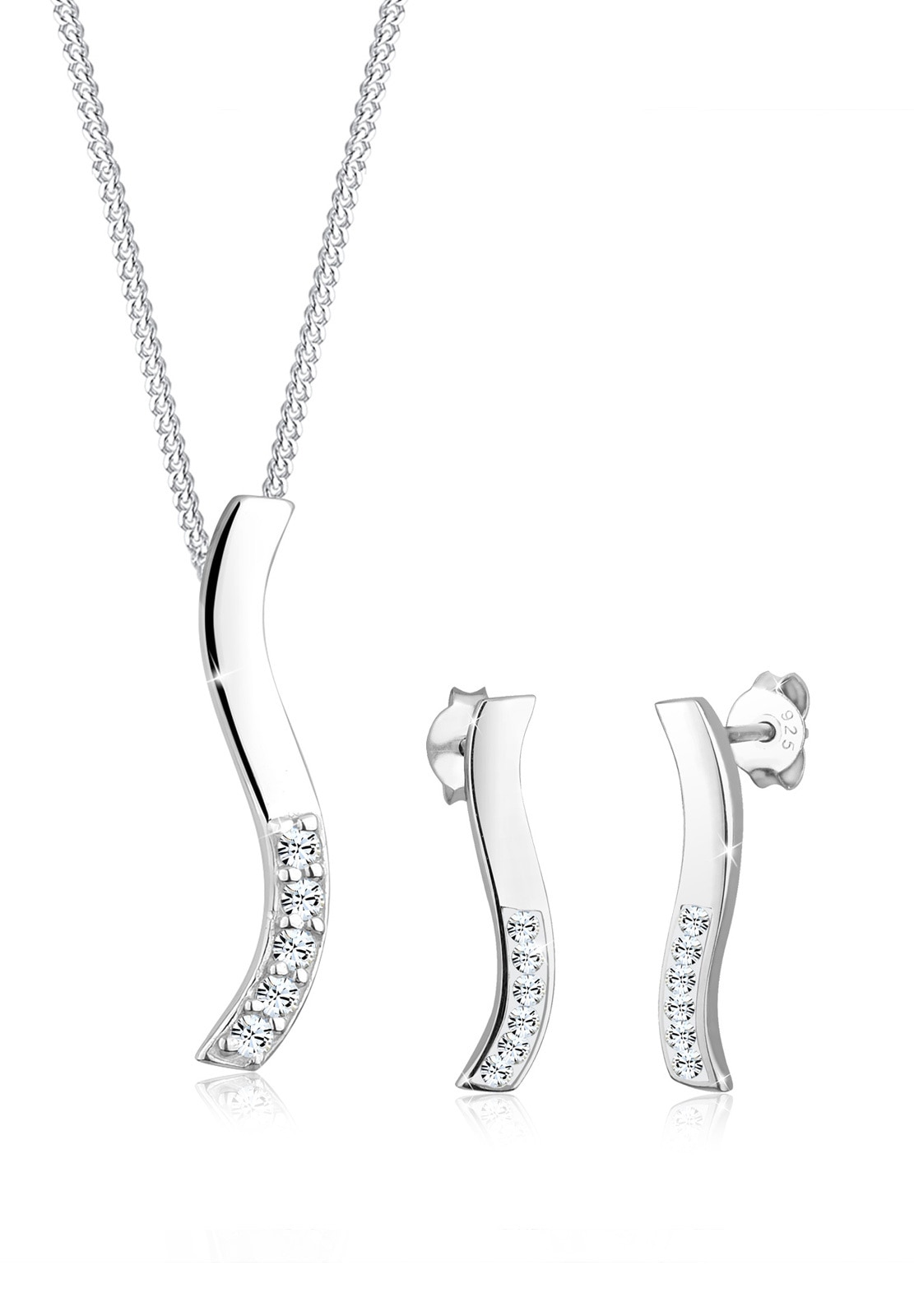Elli Ohrring und Ketten Set »Schmuckset Welle 925 Silber, mit Kristallen von Swarovski®« ()