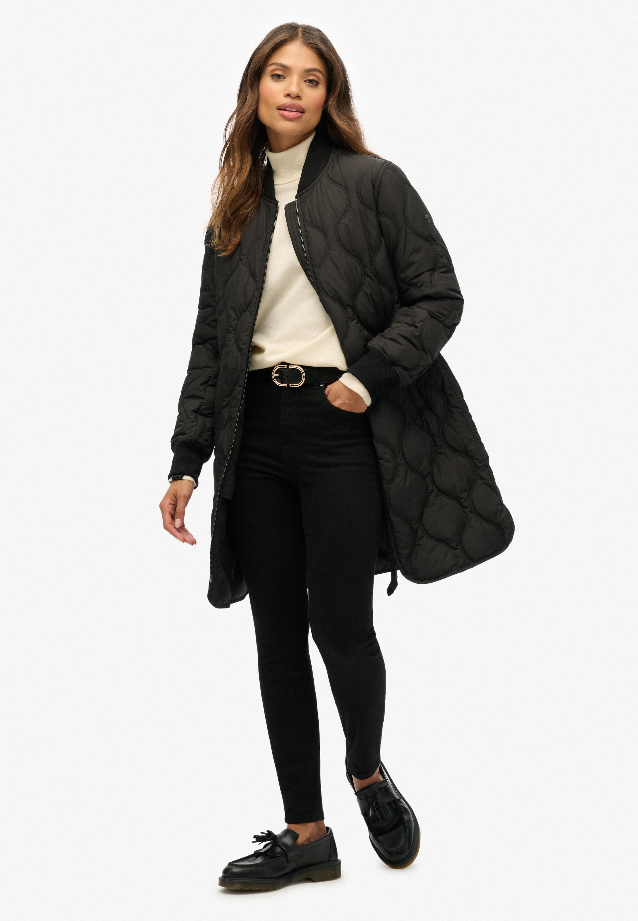Superdry Steppjacke »LONG QUILTED LINER JACKET«, ohne Kapuze