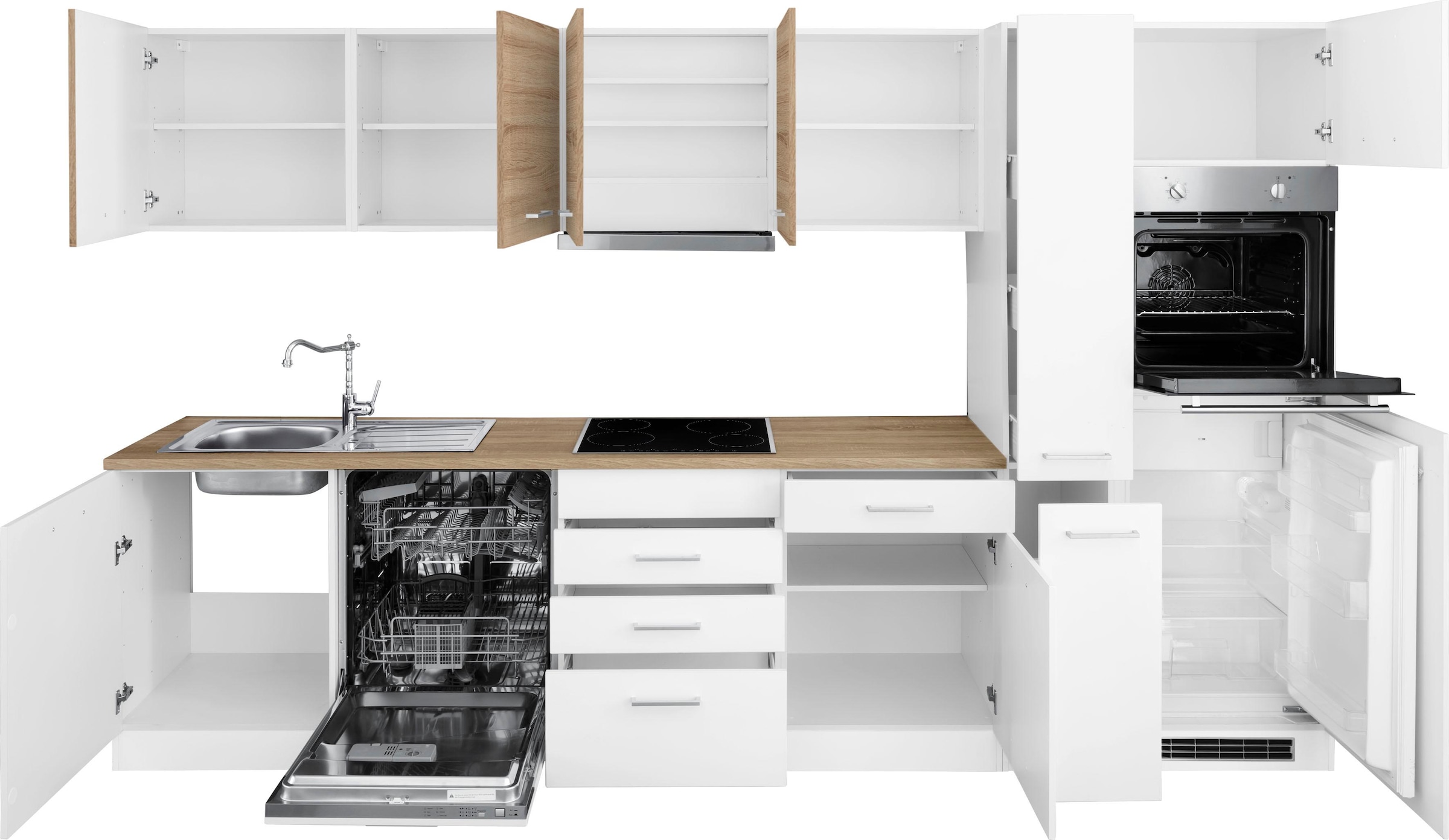 HELD MÖBEL Küchenzeile »Visby«, mit bequem Geschirrspüler bestellen und cm 330 E-Geräten, Breite Kühlschrank inkl