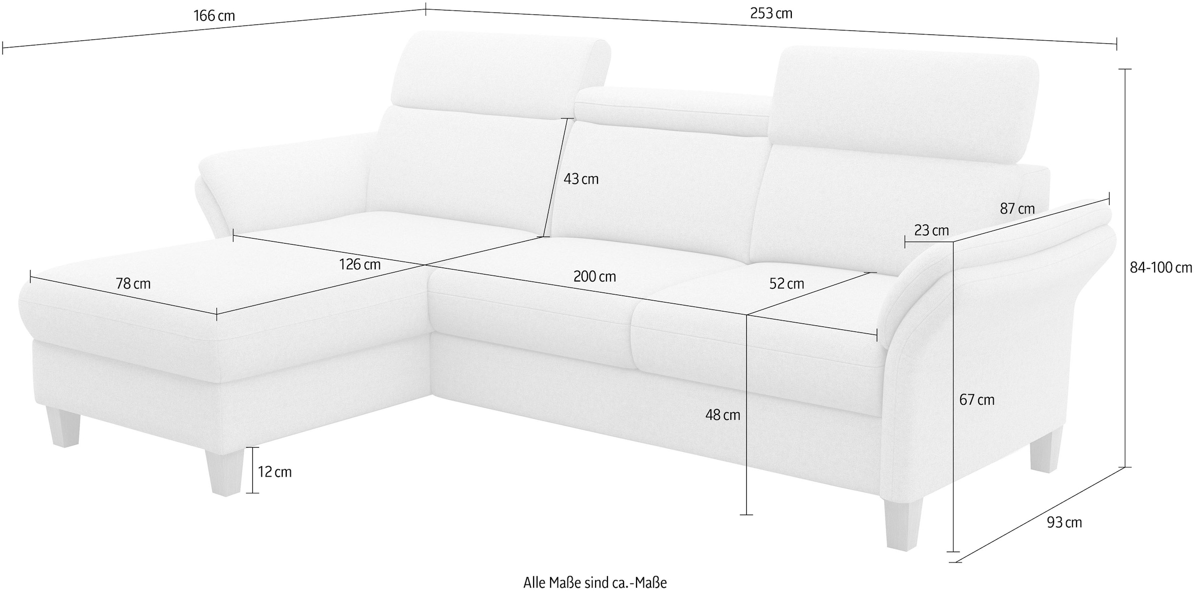 Home affaire Ecksofa »Glendale, L-Form« inkl. Kopfteilverstellung, wahlweise mit Vorziehsitz und Bettkasten