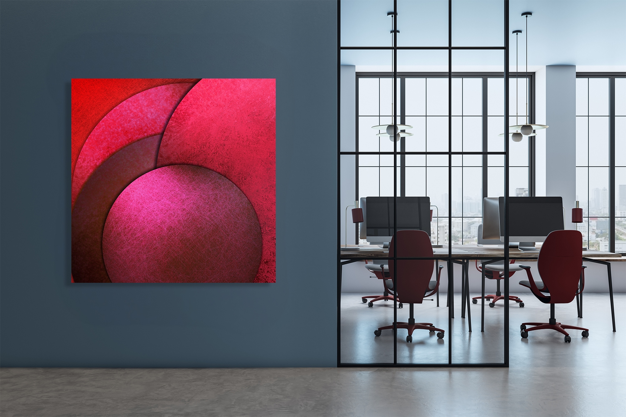 queence XXL-Wandbild »Akustikbild Abstrakt Rot« Abstrakt | Abstrakte | Art | Formen | Gemälde | Kunst 1 Stk. tlg. Einfache Akustiklösung ohne Baumaßnahme, Schalldämmung, Paneele