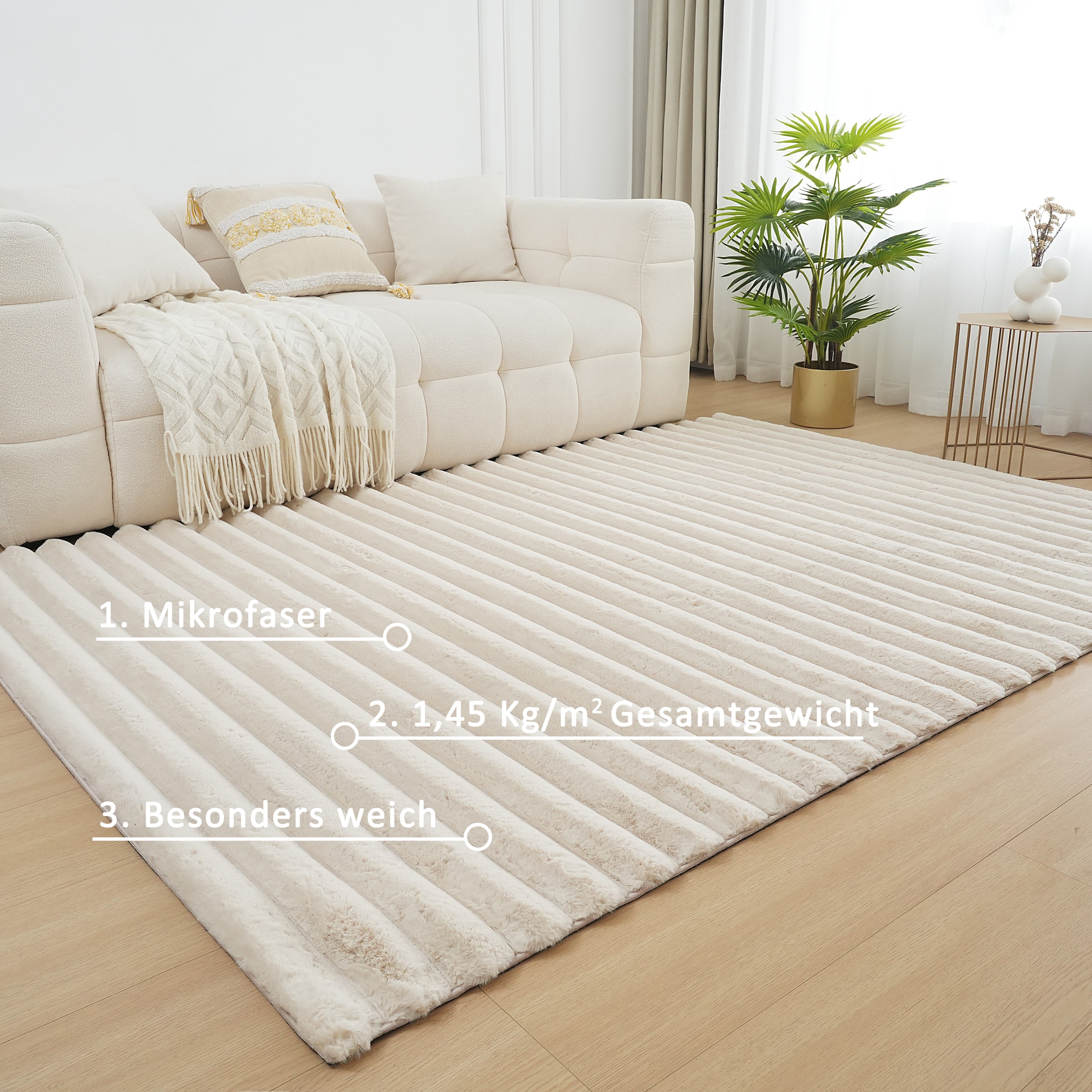 OTTO home Teppich »Melanie, Kunstfellteppich, besonders weich, Hoch-Tief-Effekt« rechteckig 28 mm Höhe Kaninchenfell Optik, Wohnzimmer, Schlafzimmer, auch als Läufer