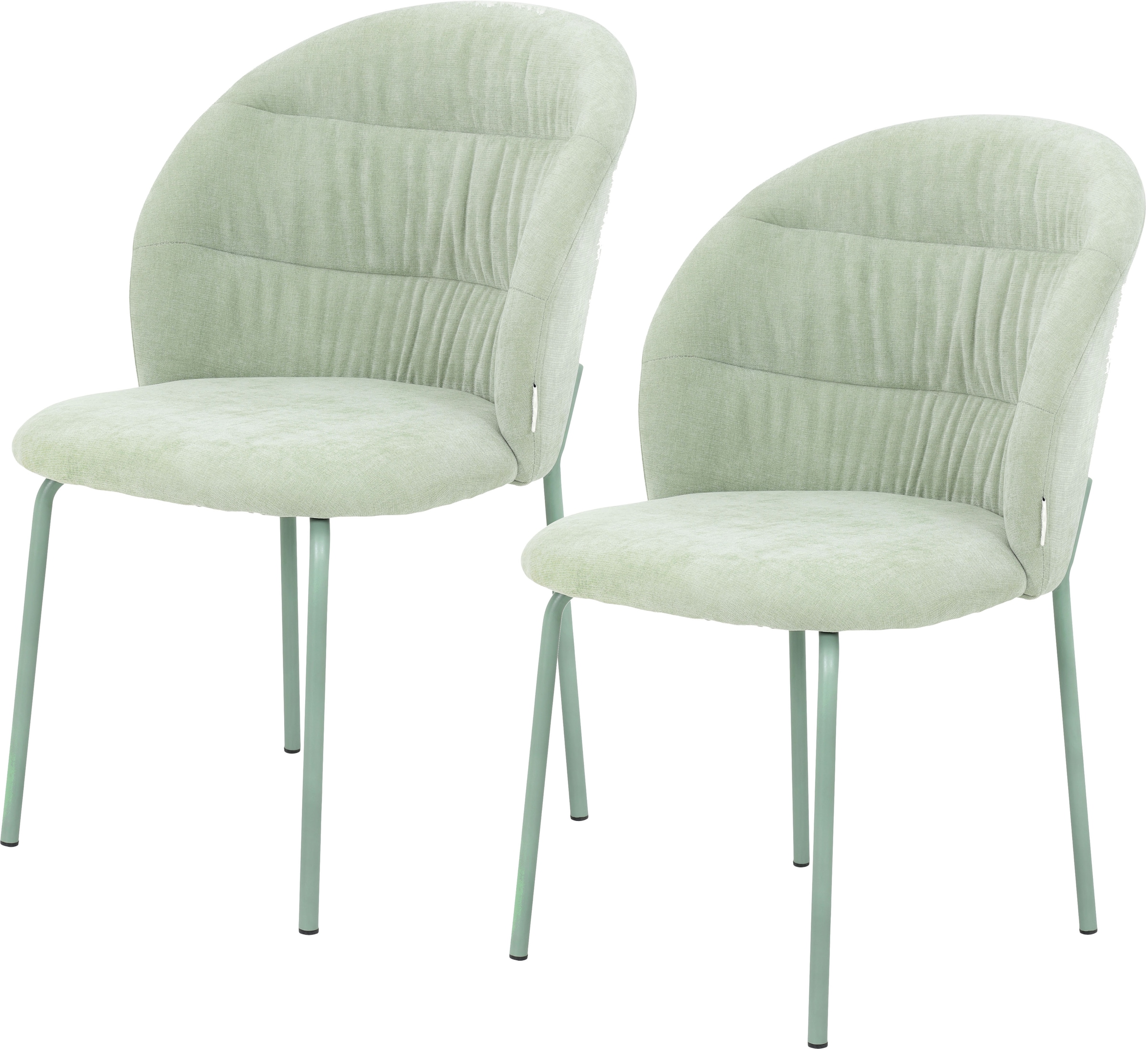 TOM TAILOR HOME 4-Fußstuhl »LEAF CHAIR«, (Set), 2 St., Chenille, 4-Fußgestell, Raffung in der Rückenlehne