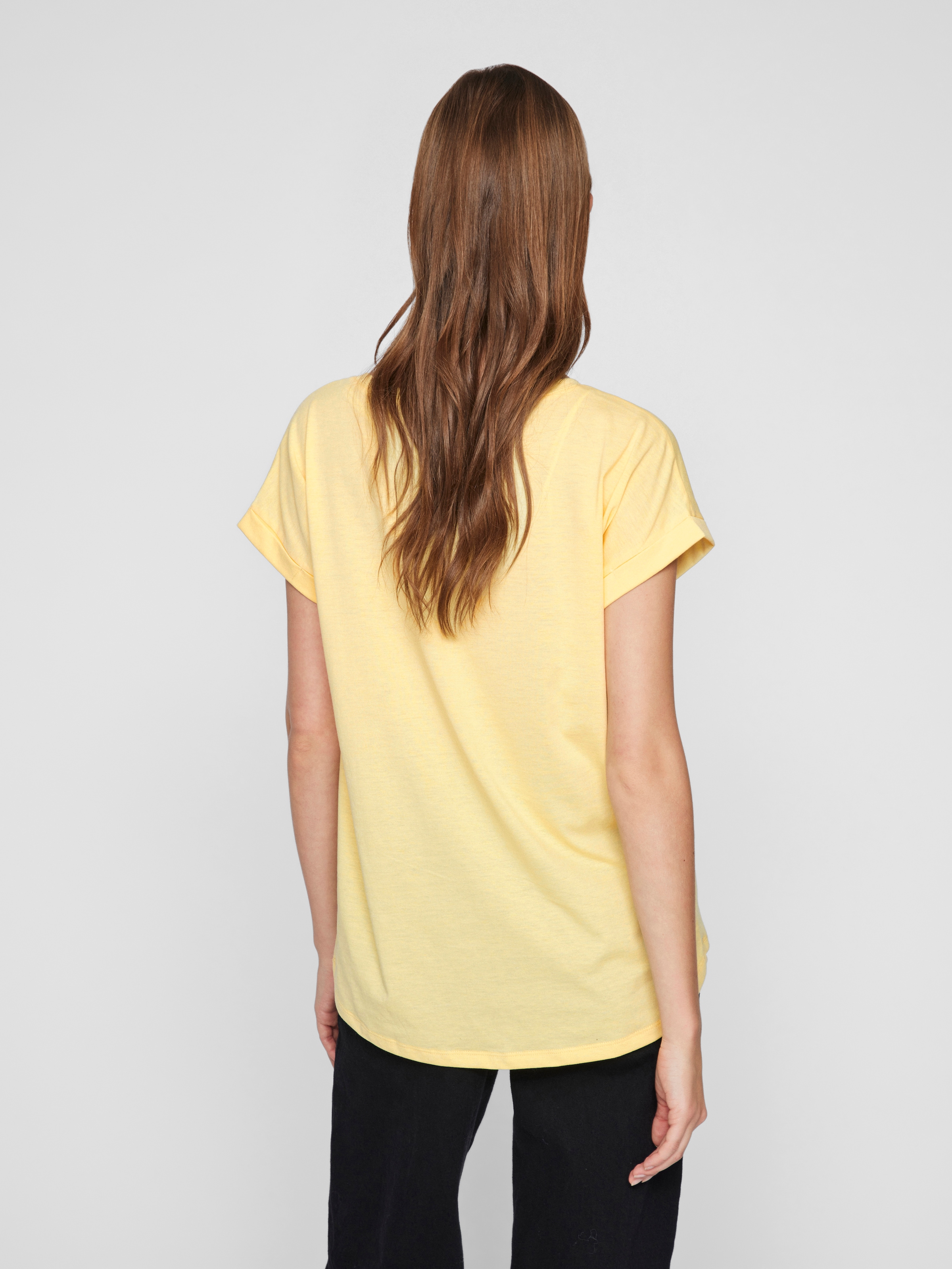 Vila Rundhalsshirt »VIDREAMERS NEW PURE T-SHIRT/SU-NOOS«, Basic Damen-T-Shirt mit Rundhalsausschnitt und umgeschlagenen Ärmeln