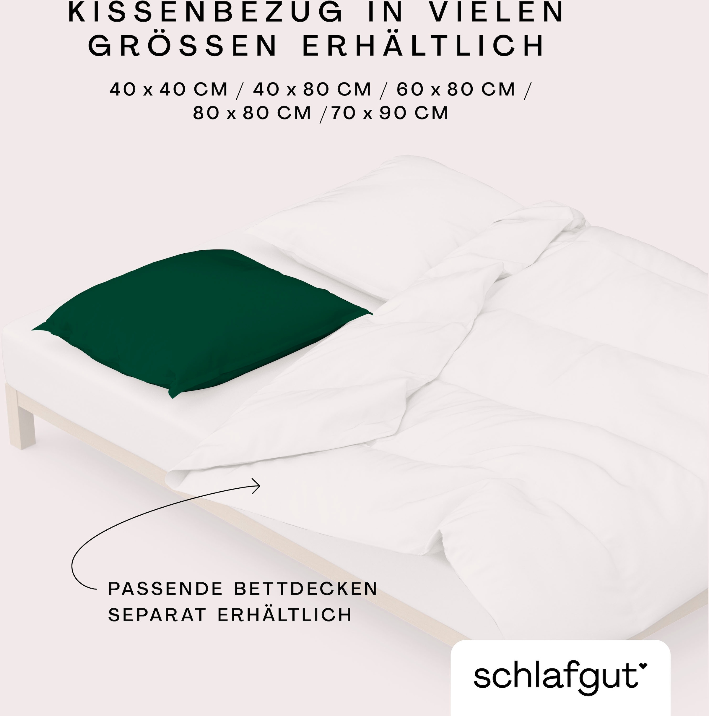 Schlafgut Kissenbezug »Woven Satin aus Mako-Baumwolle, langlebig, pflegeleicht, dicht gewebt«, (1 St.), Kissenhülle mit Reißverschluss, passender Bettbezug erhältlich