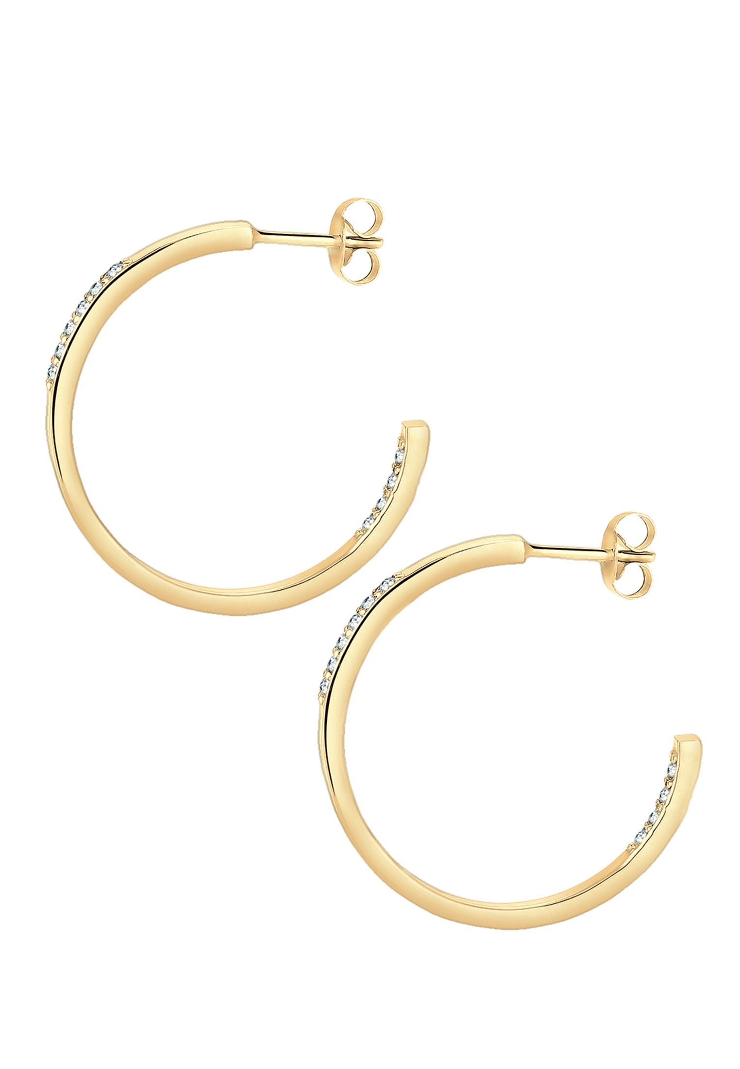 Elli Paar Creolen »Ohrringe Creolen mit Glas Kristallen Weiß 925 Sterling Silber«