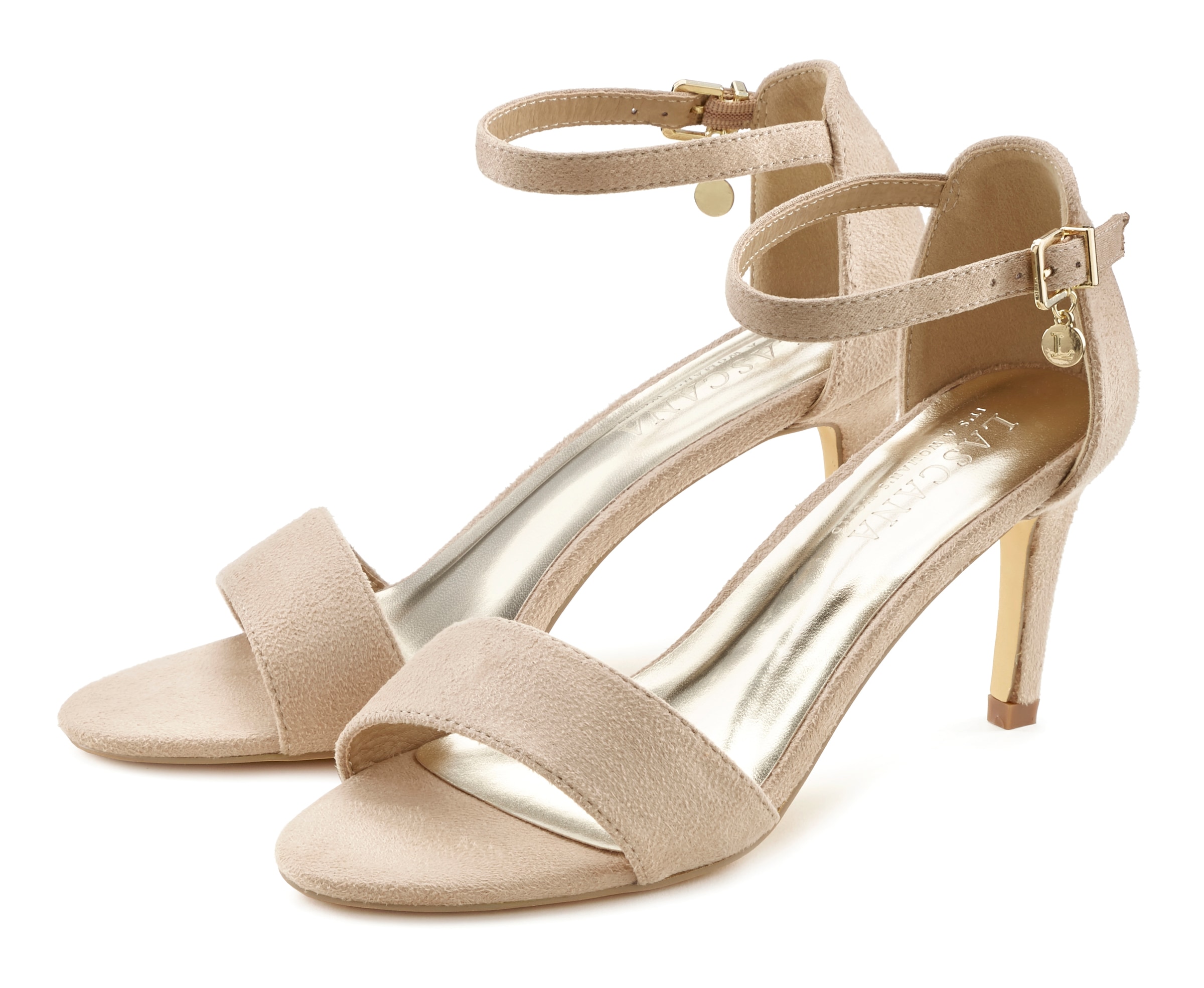 LASCANA High-Heel-Sandalette, Riemchensandalette, modisches Design & Schnallenverzierung