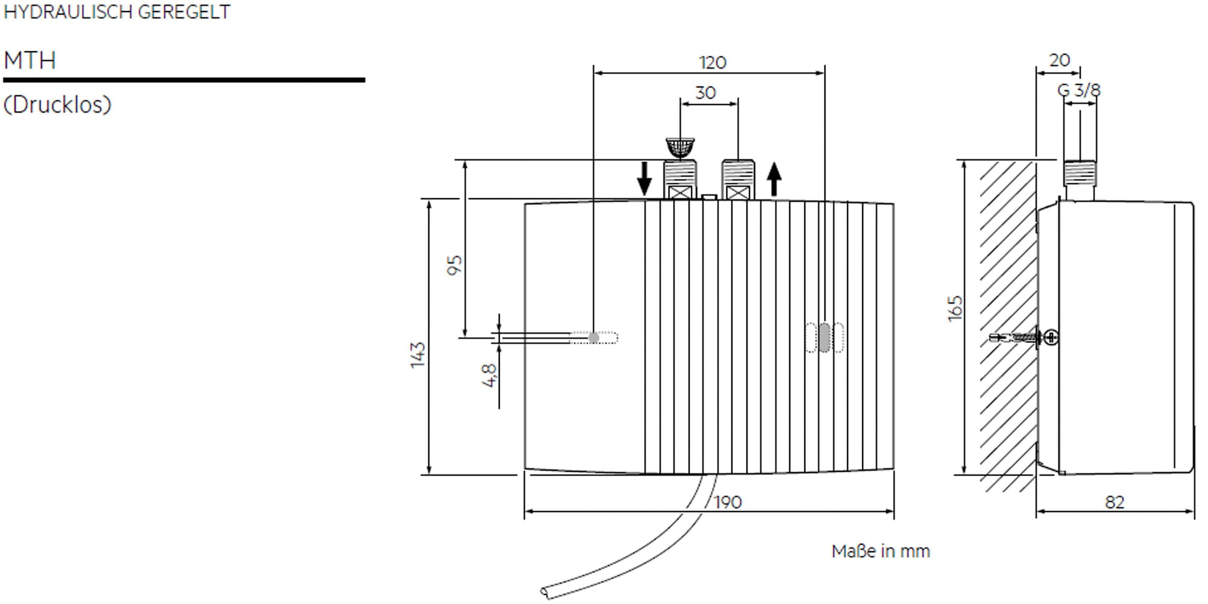 AEG Haustechnik Klein-Durchlauferhitzer »MTH 350 f. Handwaschbecken, 3,5 kW, m. Stecker«, untertisch, mit Armatur