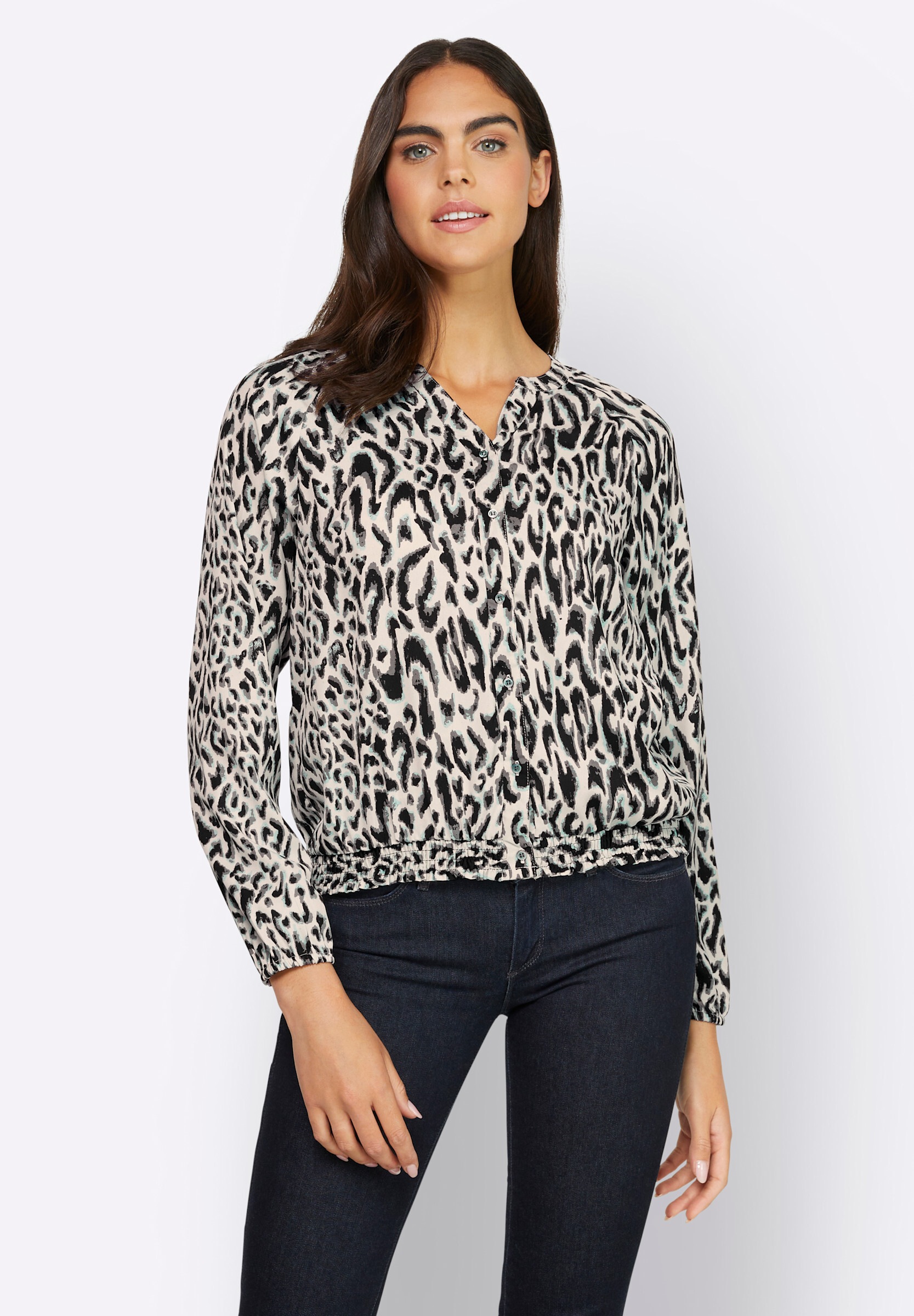 heine Klassische Bluse »Druckbluse Druckbluse mit Smok-Bund«