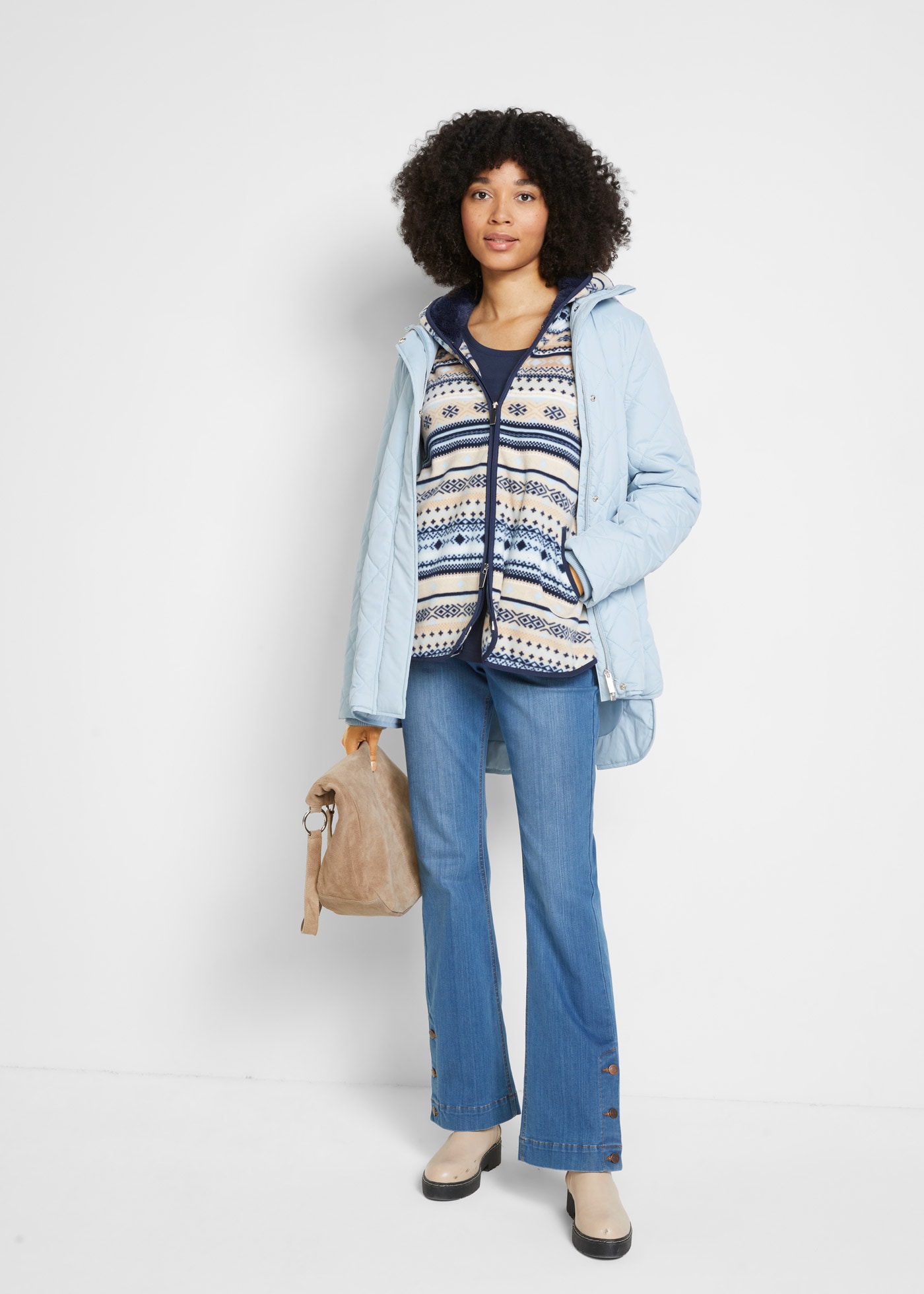 bonprix Fleecejacke »Kapuzen-Fleecejacke mit Norweger-Muster« mit Kapuze Winterjacke als Kapuzen-Fleecejacke mit Norweger-Muster