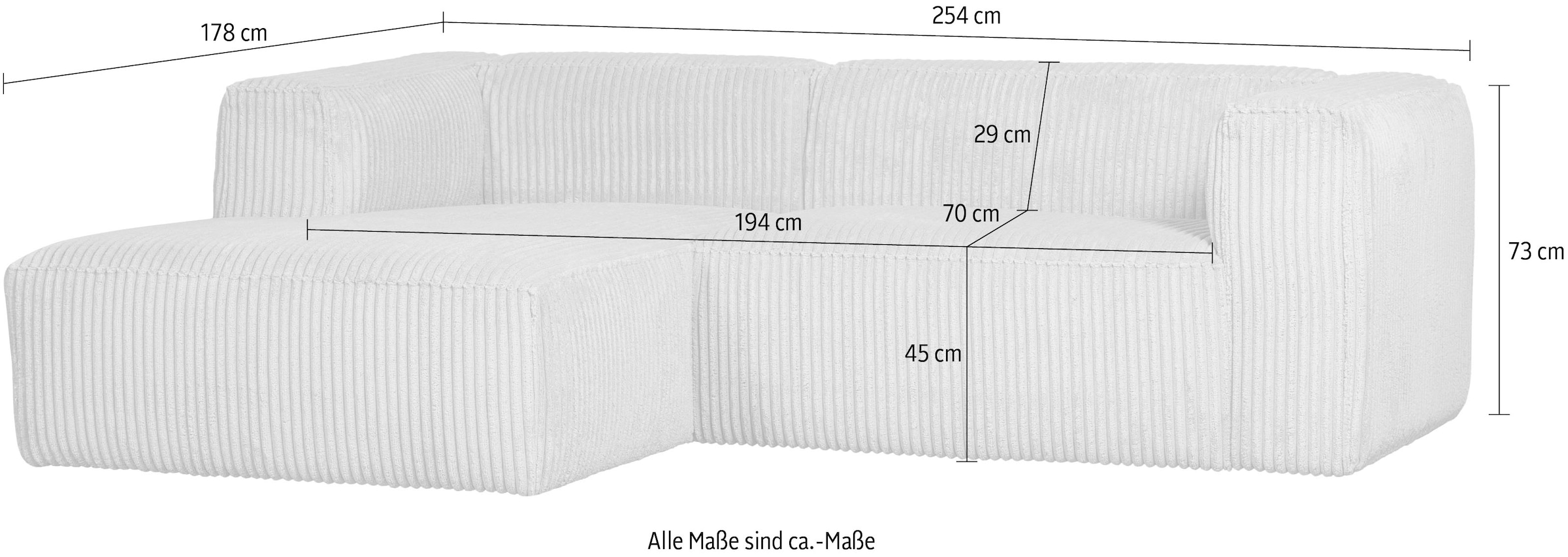 WOOOD Ecksofa »Bean«, Chaiselongue-Sofa, Breite 254 cm