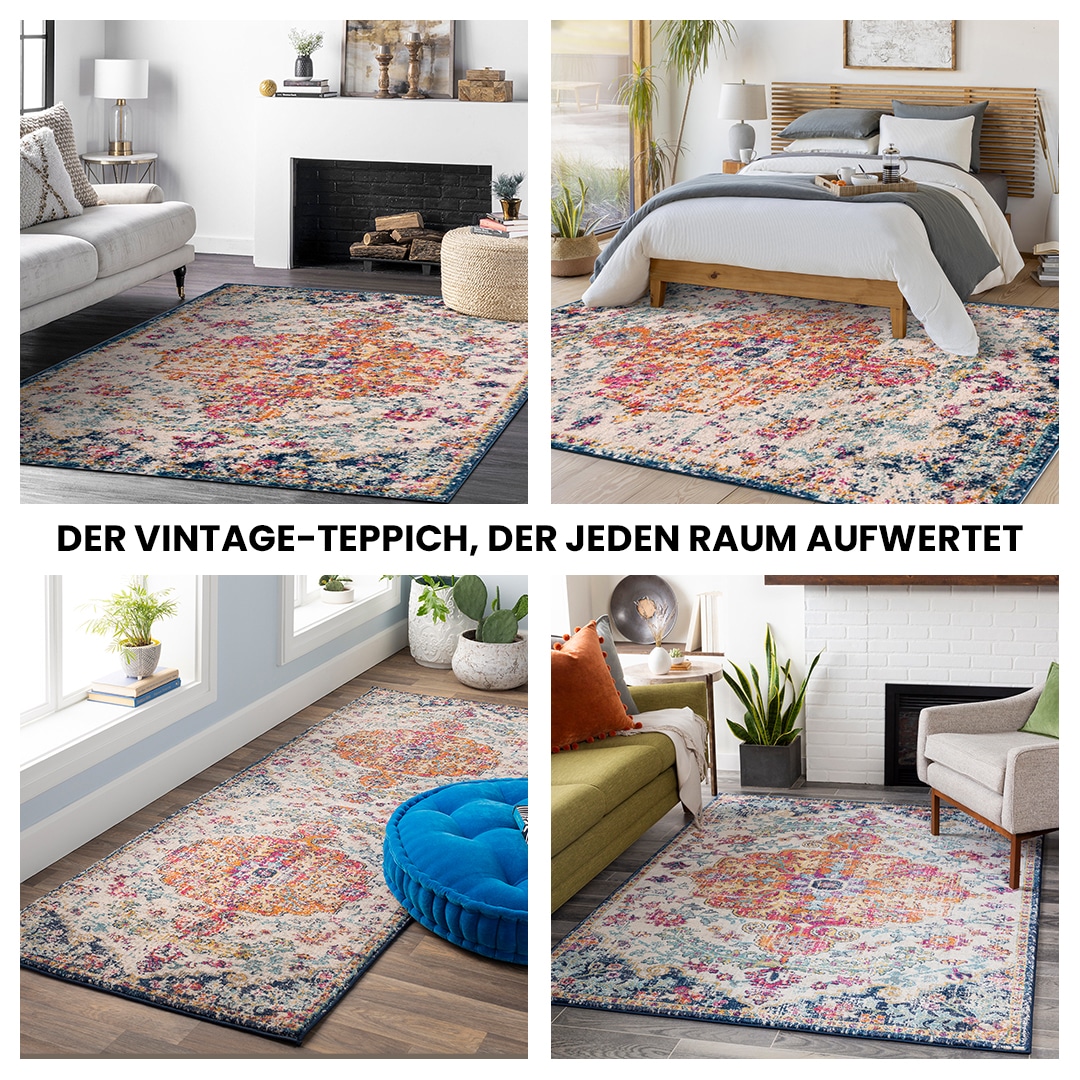 Livabliss Teppich »MUNICH« rechteckig 11 mm Höhe Vintage Orientteppich, Kurzflor Boho Wohnzimmerteppich, Läufer
