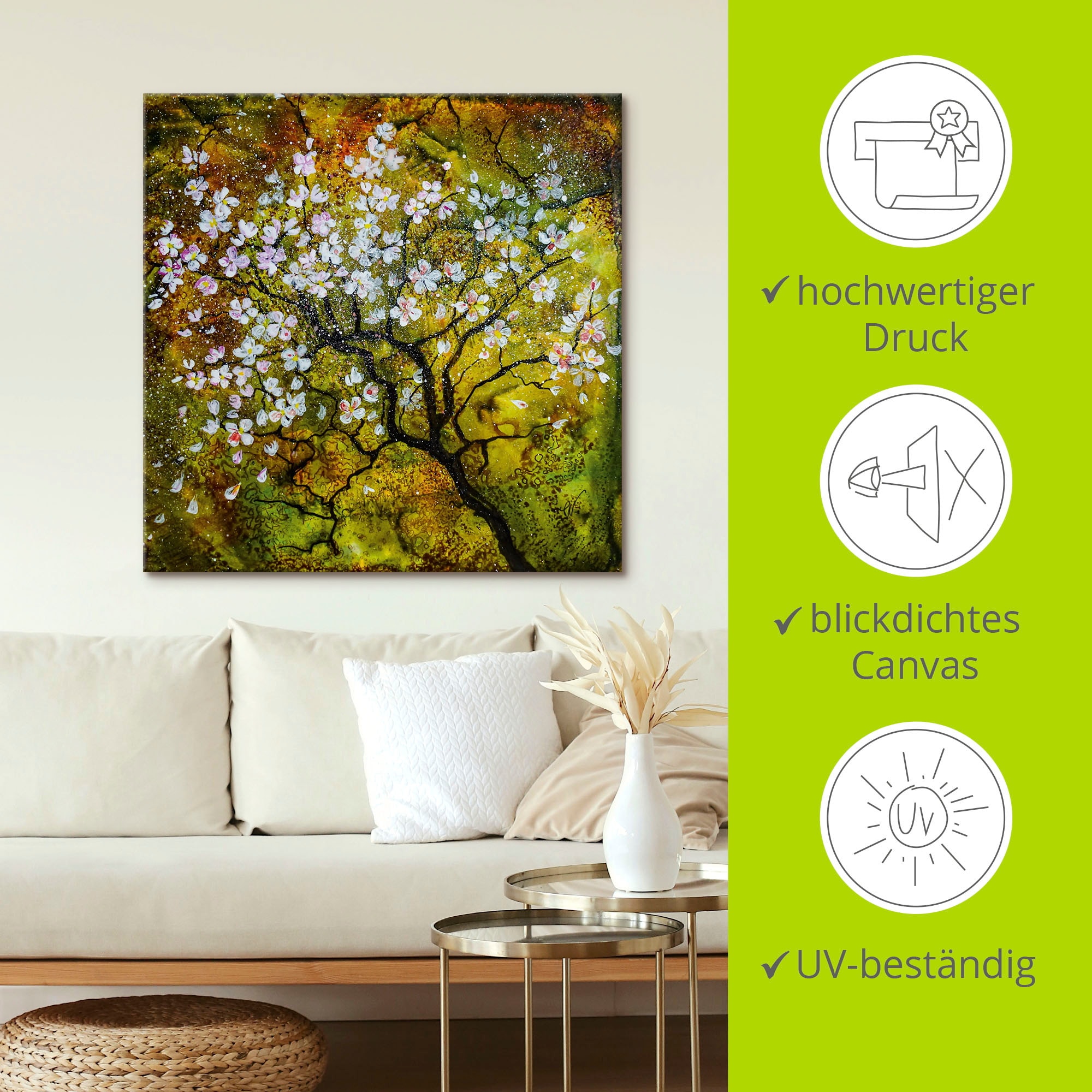 Artland Leinwandbild »Kirschblüte« Baumbilder 1 Stk. tlg. auf Holzrahmen gespannt