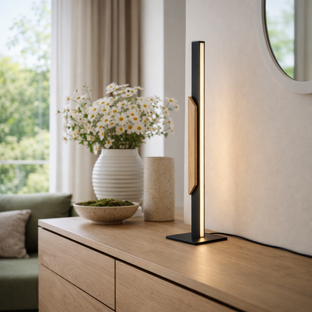 lumiCouture LED Tischleuchte »Arcus« LED-Modul 1 Stk. Warmweiß Höhe 52 cm, 1800 Lumen, 2700 Kelvin, Metall/Holz, schwarz/braun