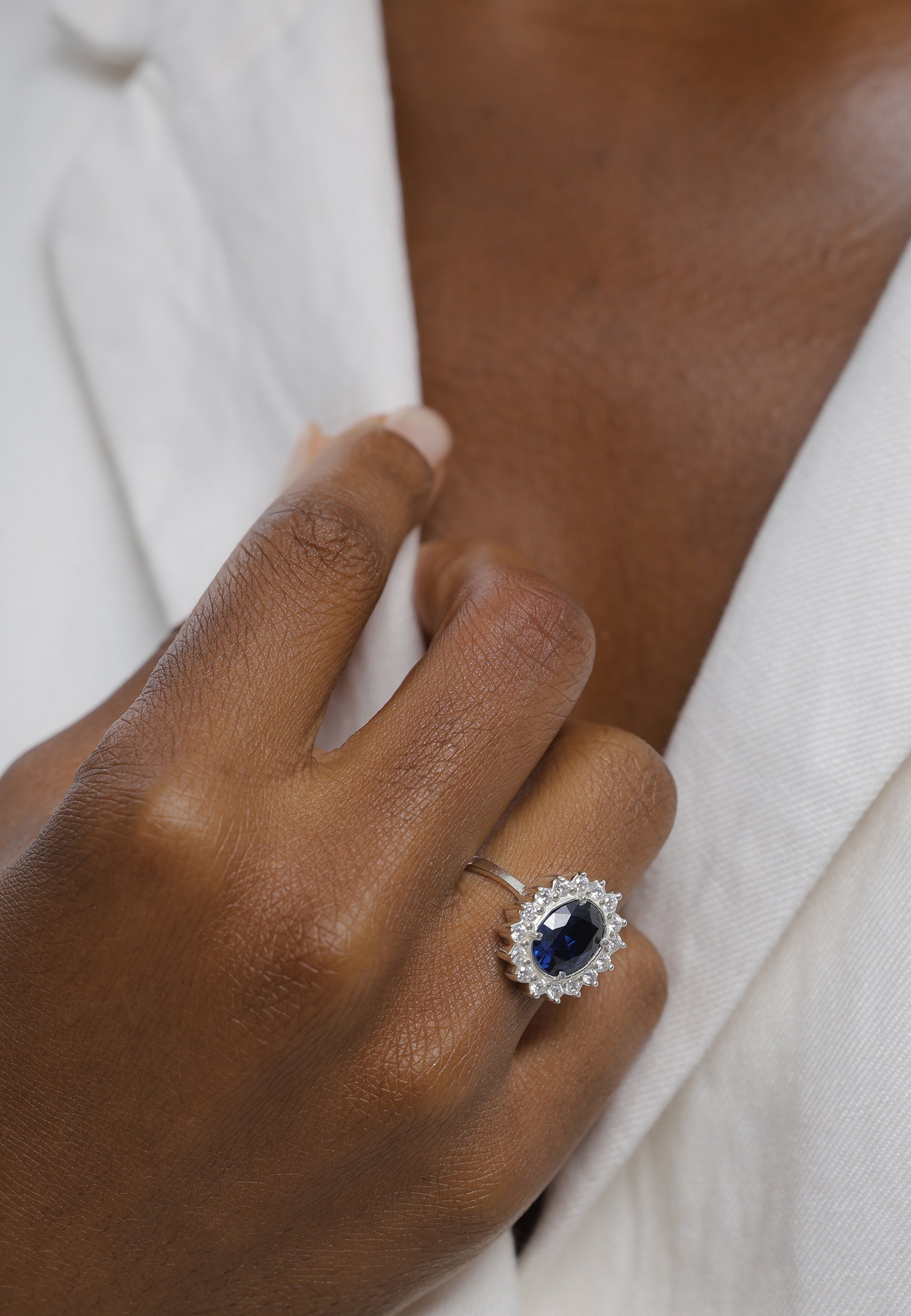 Elli Silberring »Ring Cocktailring Zirkonia Synthetischer Saphir Blau 925 Sterling Silber«