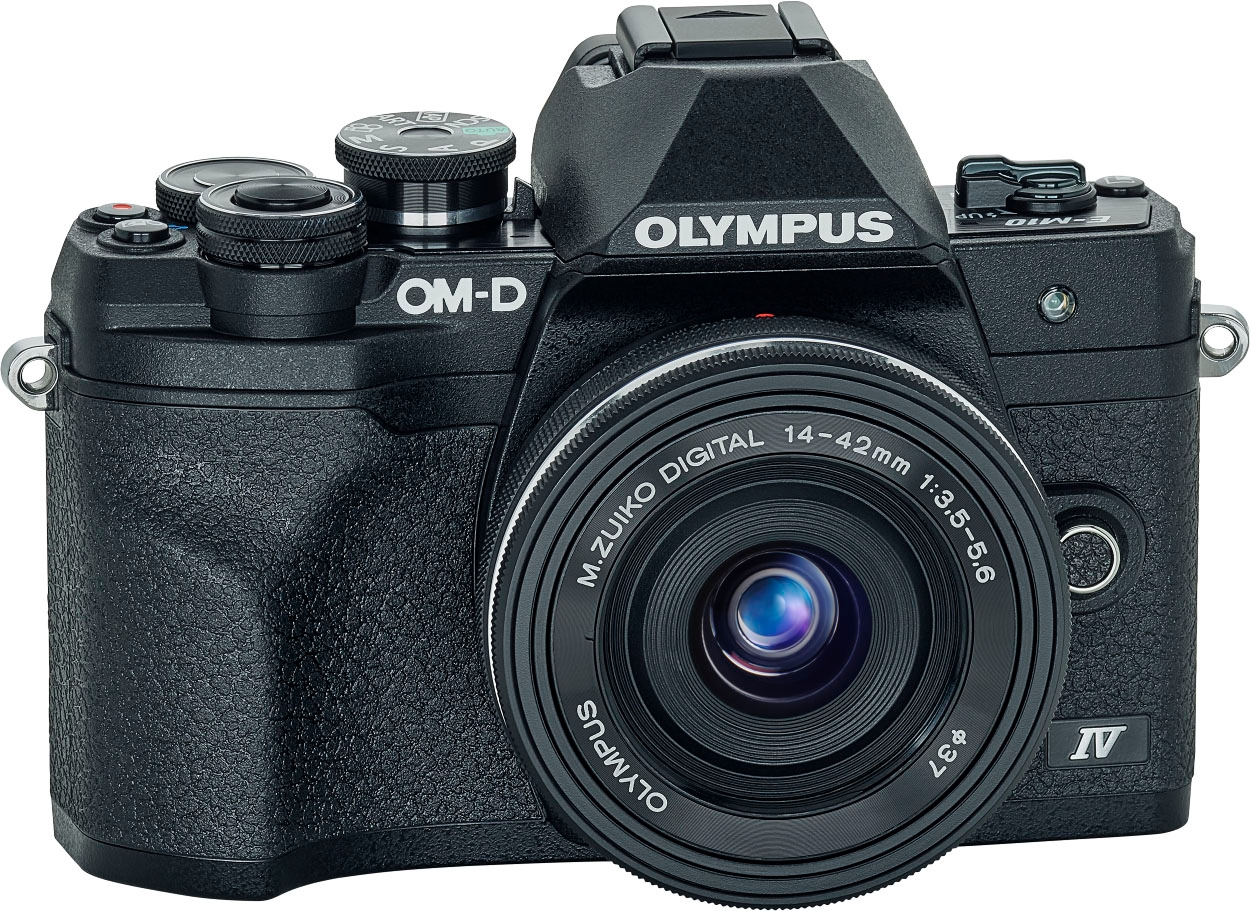 Olympus Systemkamera Digital MP, +BLS-50, F3,5-5,6 20,3 IV«, Pancake, Strap (WiFi), cable, USB M.Zuiko F-5AC EZ Adapter, »E-M10 bei 14‑42mm Bluetooth-WLAN ED Mark USB-AC Shoulder