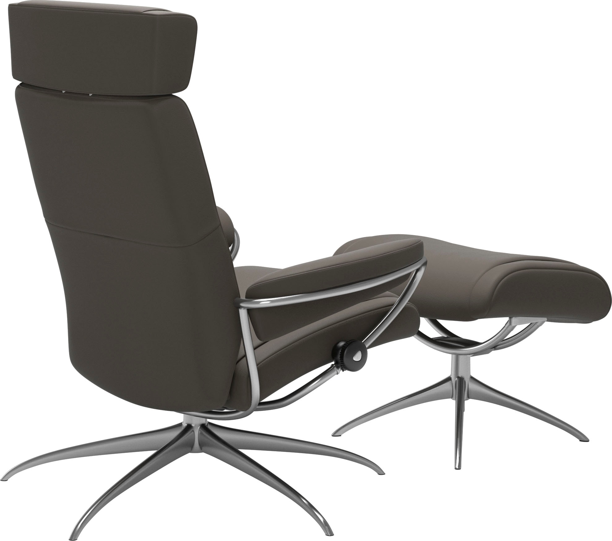 Stressless® Relaxsessel »Paris«, (Set, Relaxsessel mit Hocker), mit Hocker, Low Back mit Kopfstütze, mit Star Base, Gestell Chrom