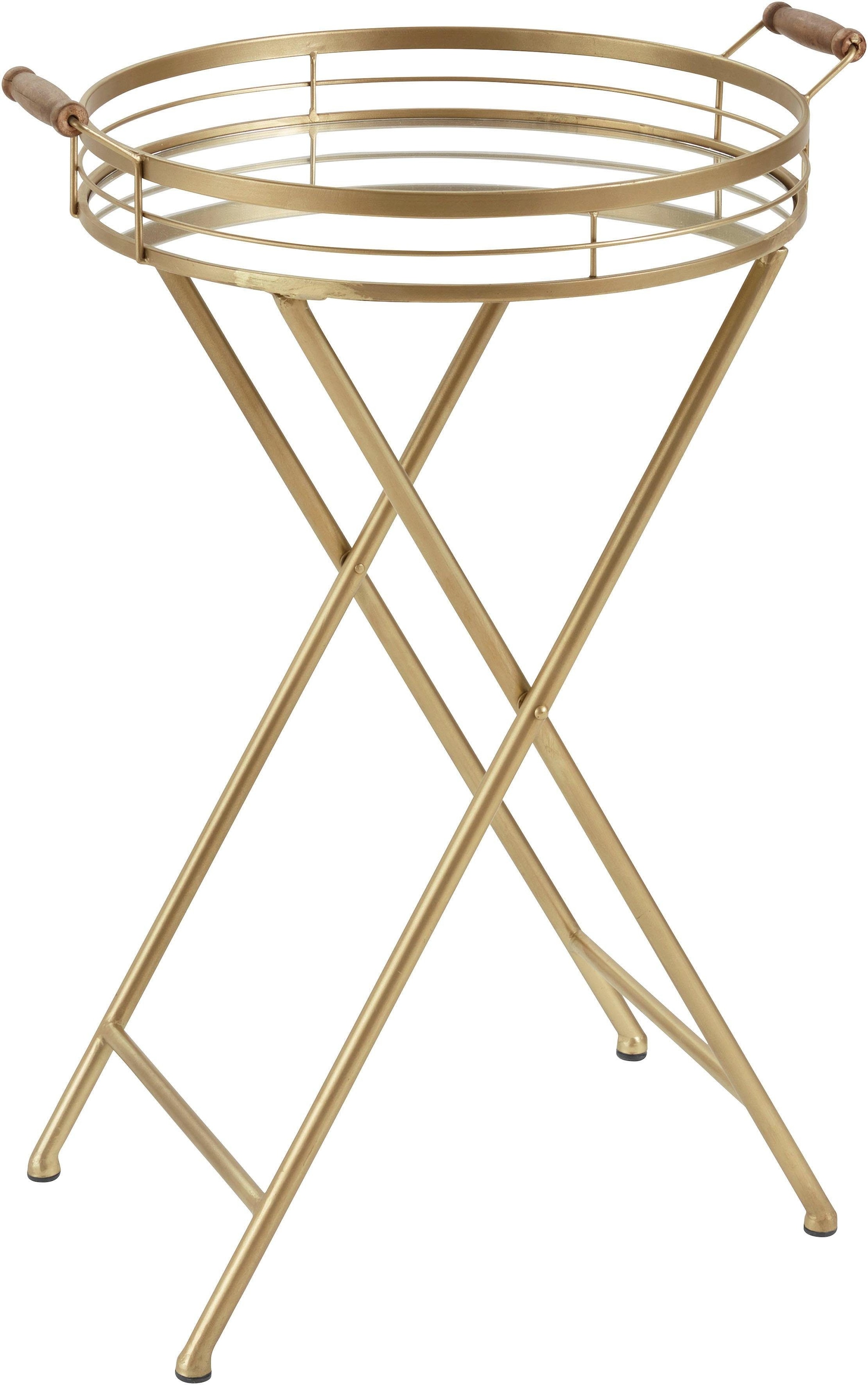 Leonique Beistelltisch »Marième«, mit Ablagefläche Gestell Spiegelglas, auf aus bestellen goldfarbenes Rechnung
