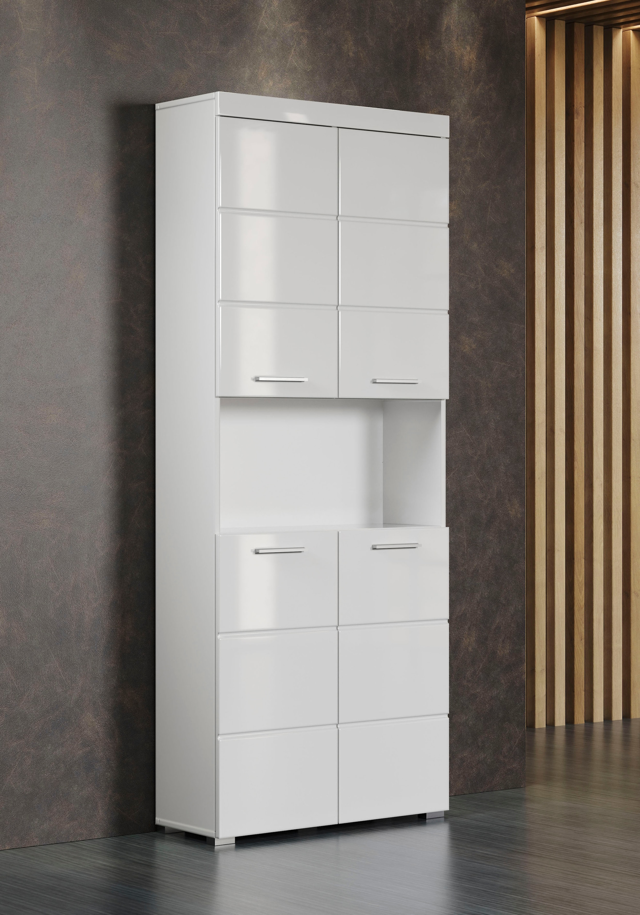 INOSIGN Hochschrank »Avena«, Badezimmerhochschrank mit offenem Fach, 4 Türen und 4 Einlegeböden
