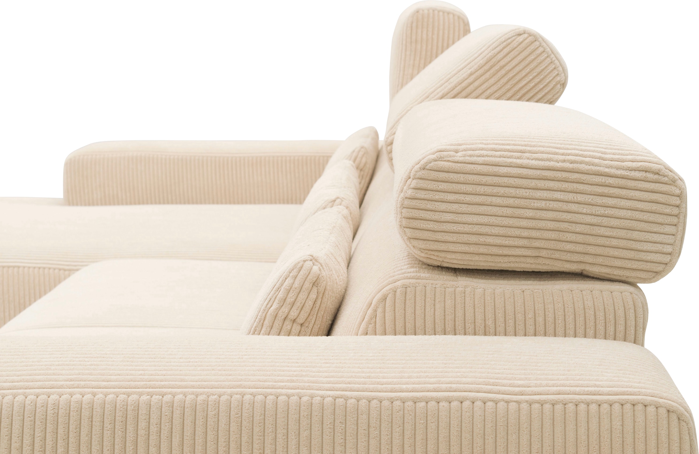 DOMO collection Ecksofa »Brandon B/T/H: 289/177/80 cm, belastbar bis 140kg/ Sitz, auch in Cord«, mit Kopfteilverstellung, wahlweise Sitztiefenverstellung, L-Form