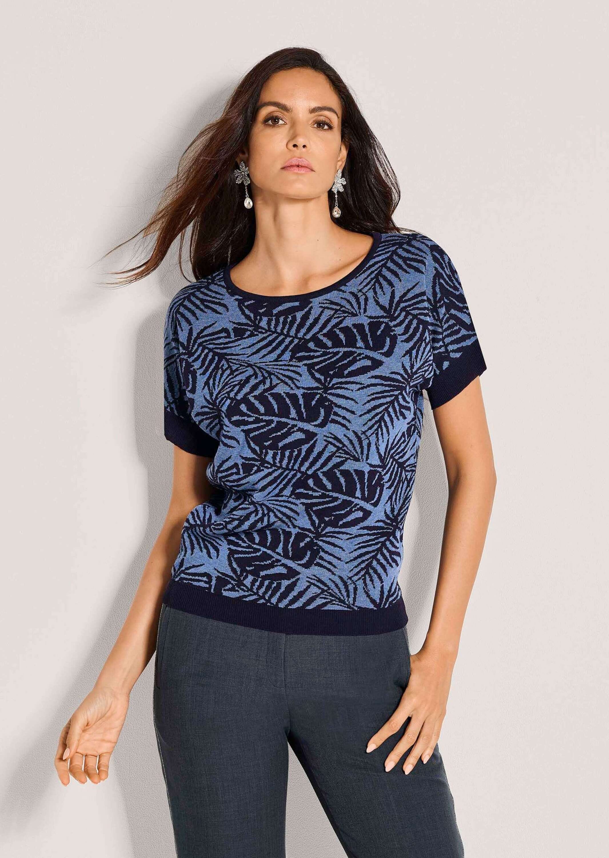 MADELEINE Longpullover »Jacquardpullover Sommerpullover mit floralem Muster« Jaquard-Print