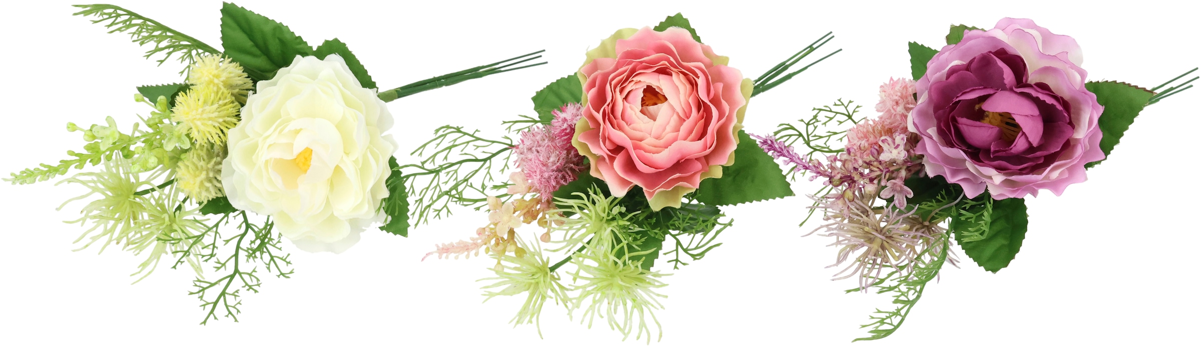 I.GE.A. Kunstblume »Rosenzweig 3er« 24cm Kunstrosen Rosenstrauß künstlich Strauß Seidenblume Blumenstrauß