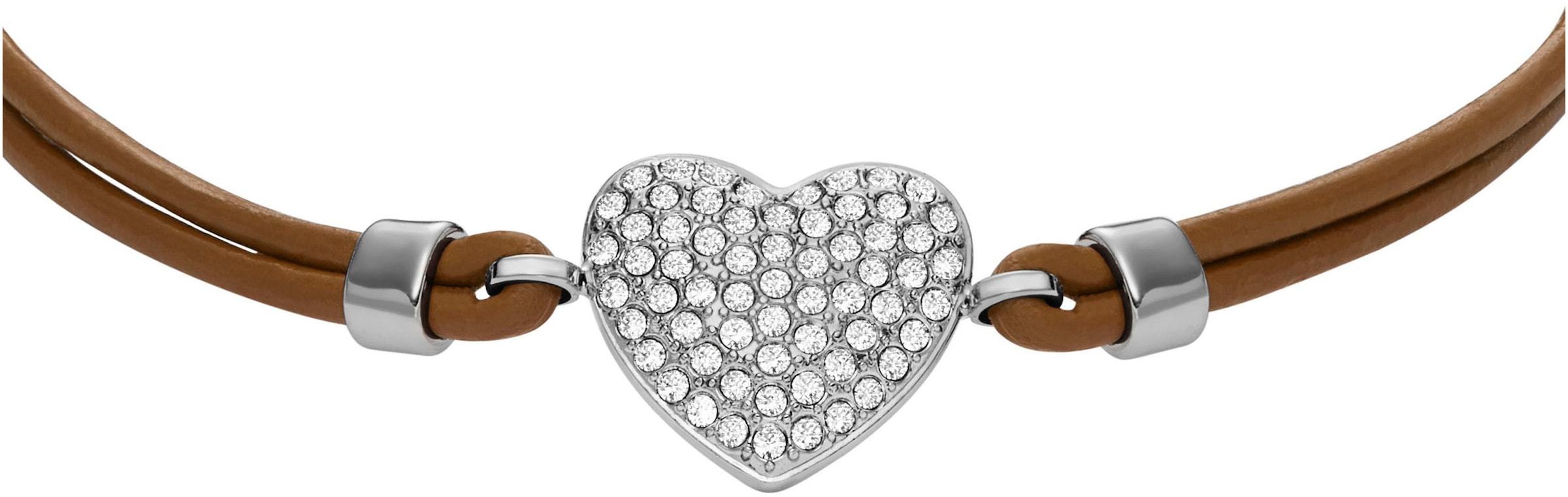 Fossil Armband »Schmuck Geschenk Edelstahl Leder Armschmuck SADIE Herz«