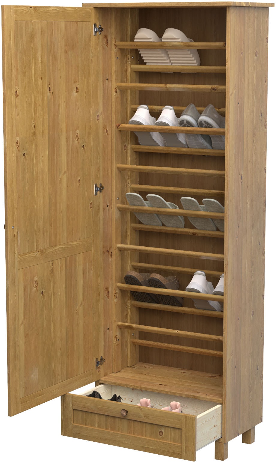 Home affaire Schuhschrank »Juventus« 1 Stk. tlg. aus massiver Kiefer, Breite  67cm , Höhe 180 cm
