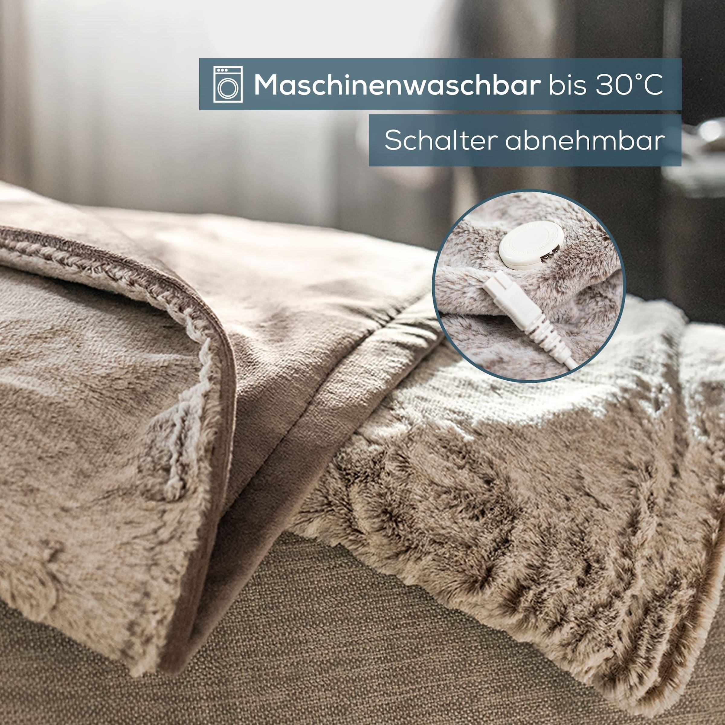 BEURER Heizdecke »HD 150 taupe XXL, elektrische Wärmedecke zum Einkuscheln«, 6 Temperaturstufen, kuscheliges Material, maschinenwaschbar