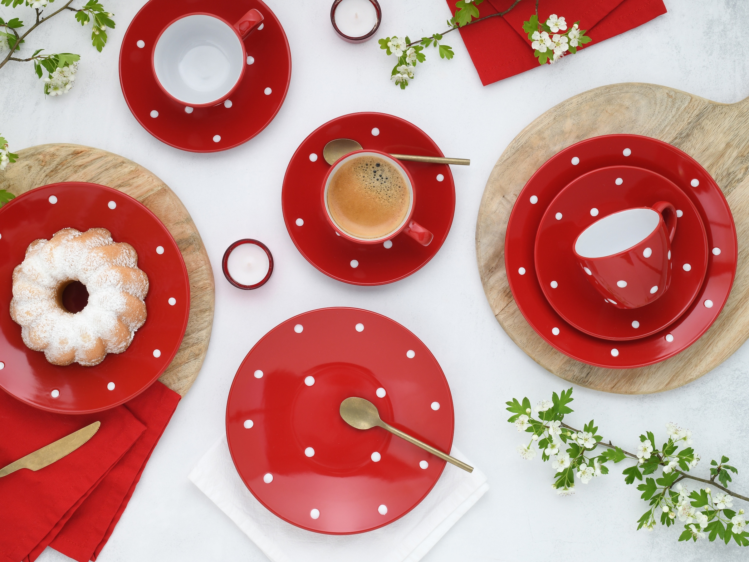 CreaTable Kaffeeservice »Polka Dots, Service 18-tlg.« Fröhliche Farbgebung, Polka Dots