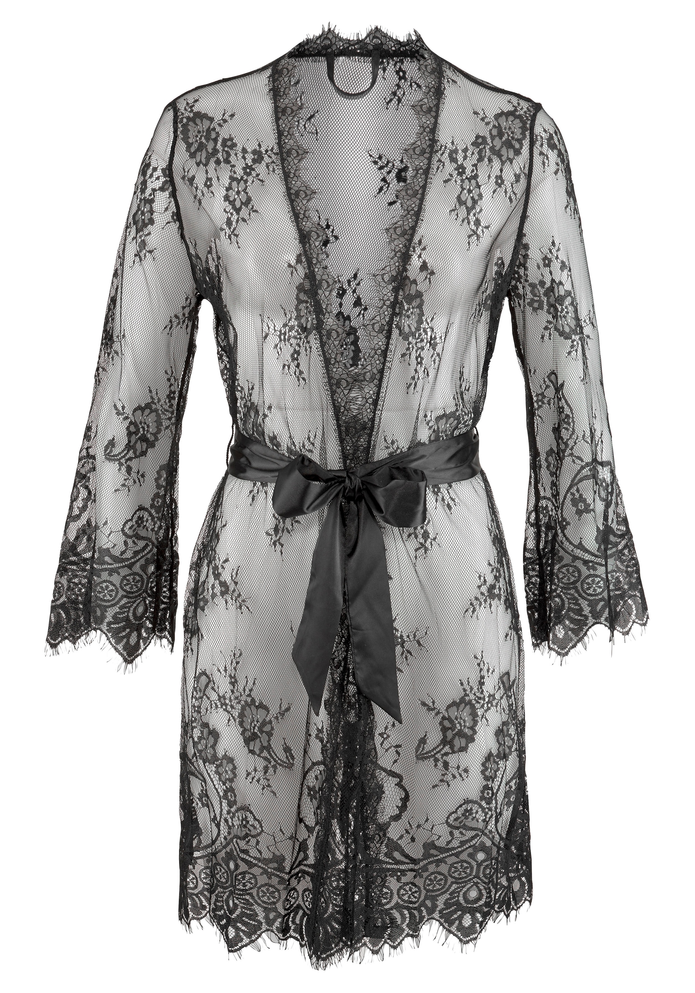 LASCANA Kimono, aus transparenter Eyelashspitze, sexy Dessous, Reizwäsche  bei ♕