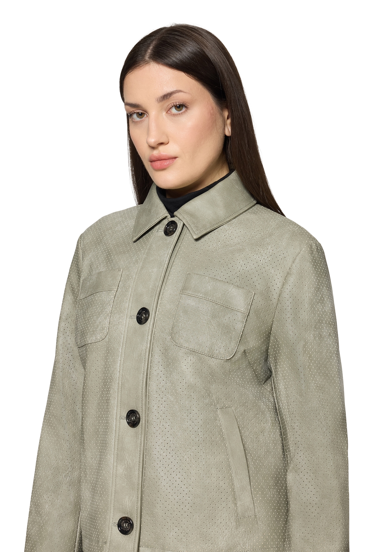 Amber & June Lederimitatjacke »Kunstleder-Jacke mit Kragen«