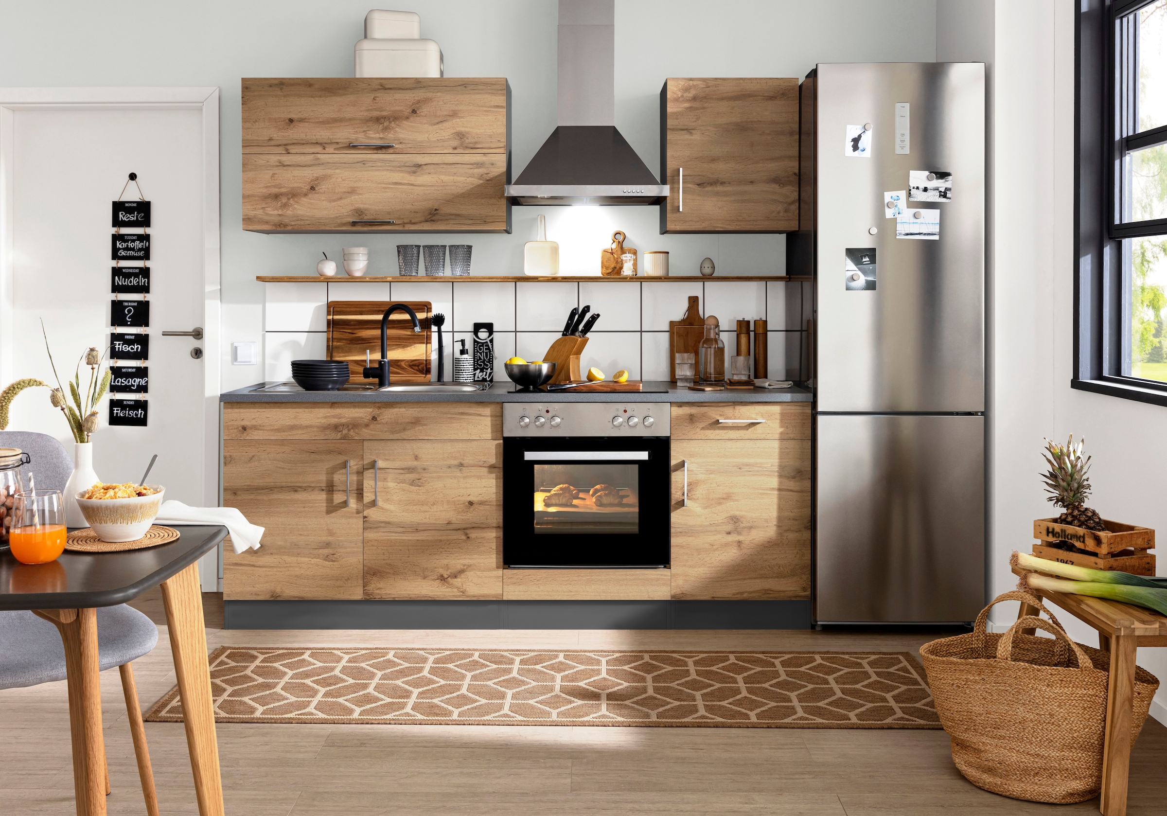 KOCHSTATION Klapphängeschrank »KS-Colmar«, 100 cm, mit Metallgriff, für viel Stauraum