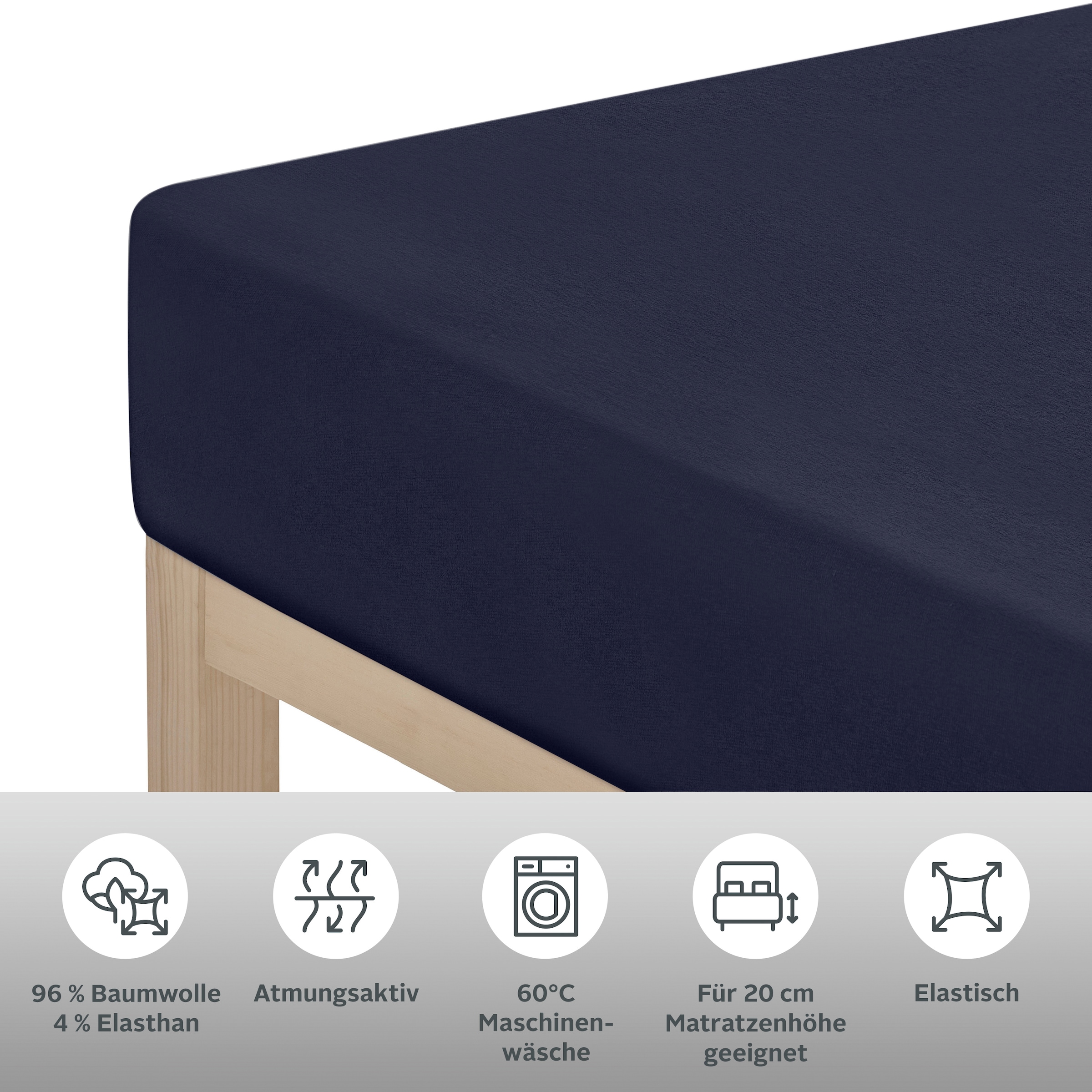 OTTO home Spannbettlaken »Cremona in BASIC und PREMIUM Qualität, Baumwolle mit Elasthan« Jersey Bettlaken ab Größe 90x200 cm, Strapazierfähig und langlebig