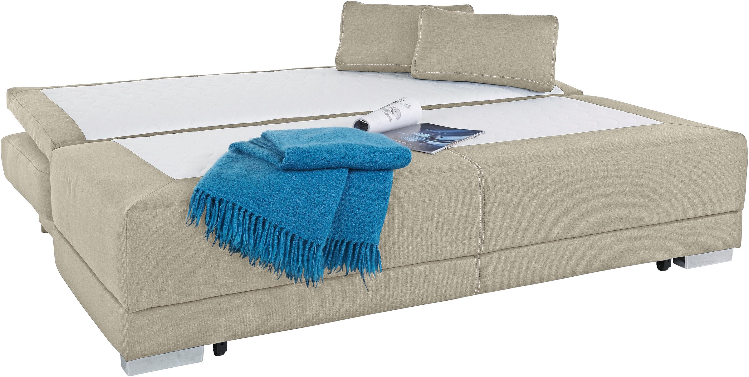 COLLECTION AB Schlafsofa »Berlin« Bettfunktion und Bettkasten, lose Armlehn-und Rückenkissen