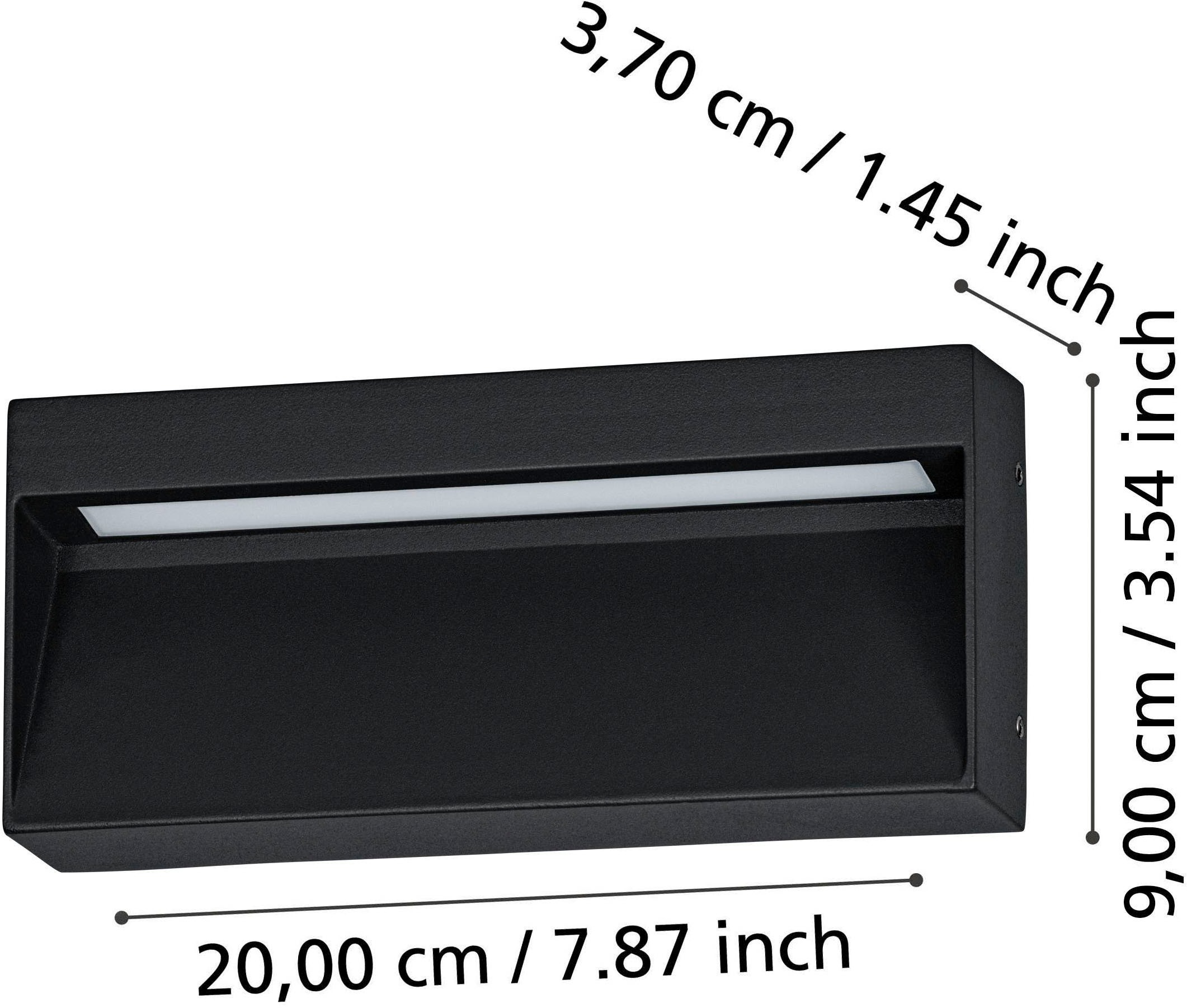 EGLO Wandleuchte »Maruggio Wandlampe, Außenbeleuchtung, Außenleuchte aus Aluminium, IP65« LED-Modul 1 Stk. Kaltweiß | Neutralweiß | Warmweiß Wand-/Deckenleuchte - L20 x H9 x AL3,5 cm - schwarz - 1X4,8W inkl.