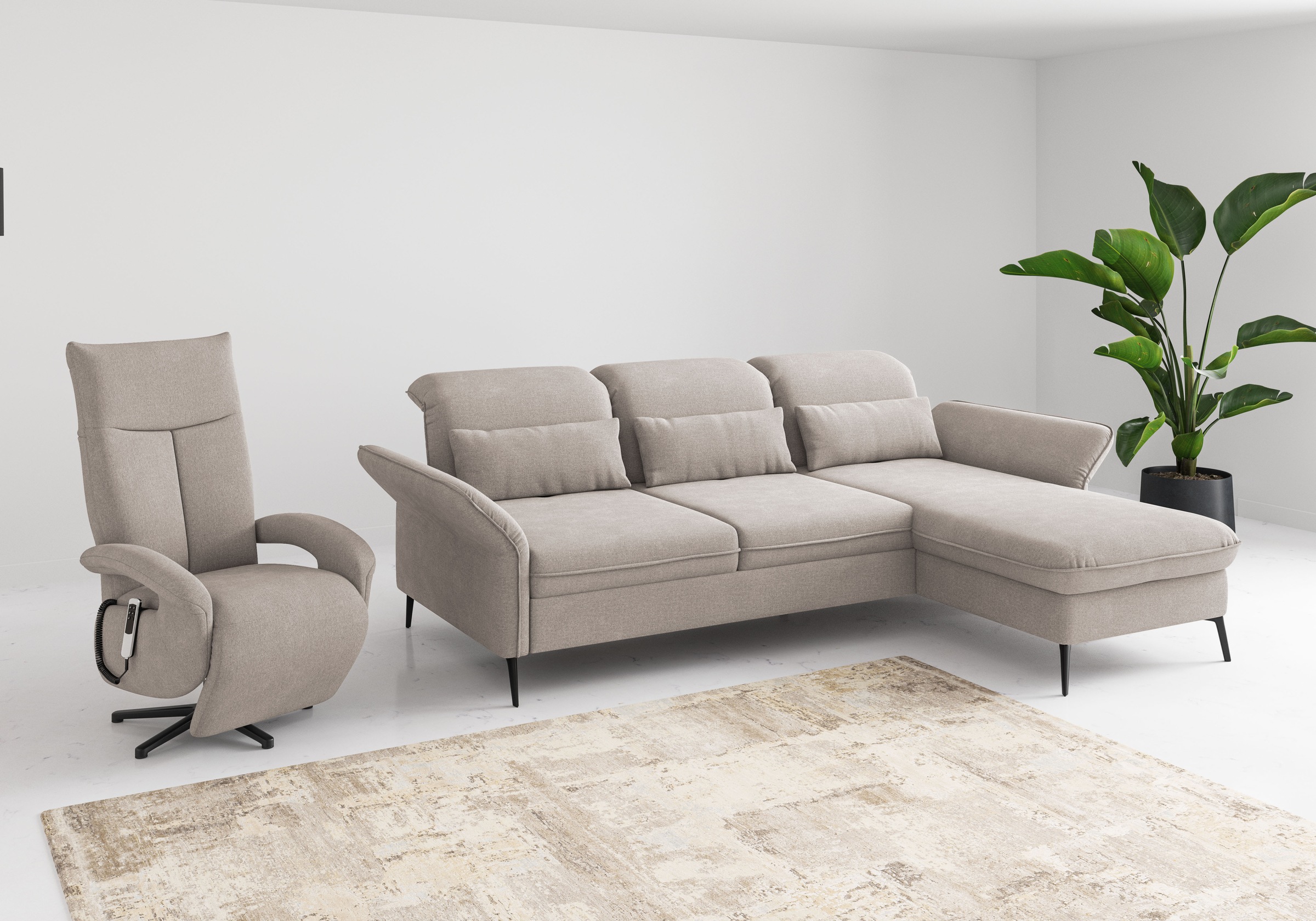 sit&more Ecksofa »Emely«, mit Sitztiefenverstellung optional mit Bettfunktion und Bettkasten