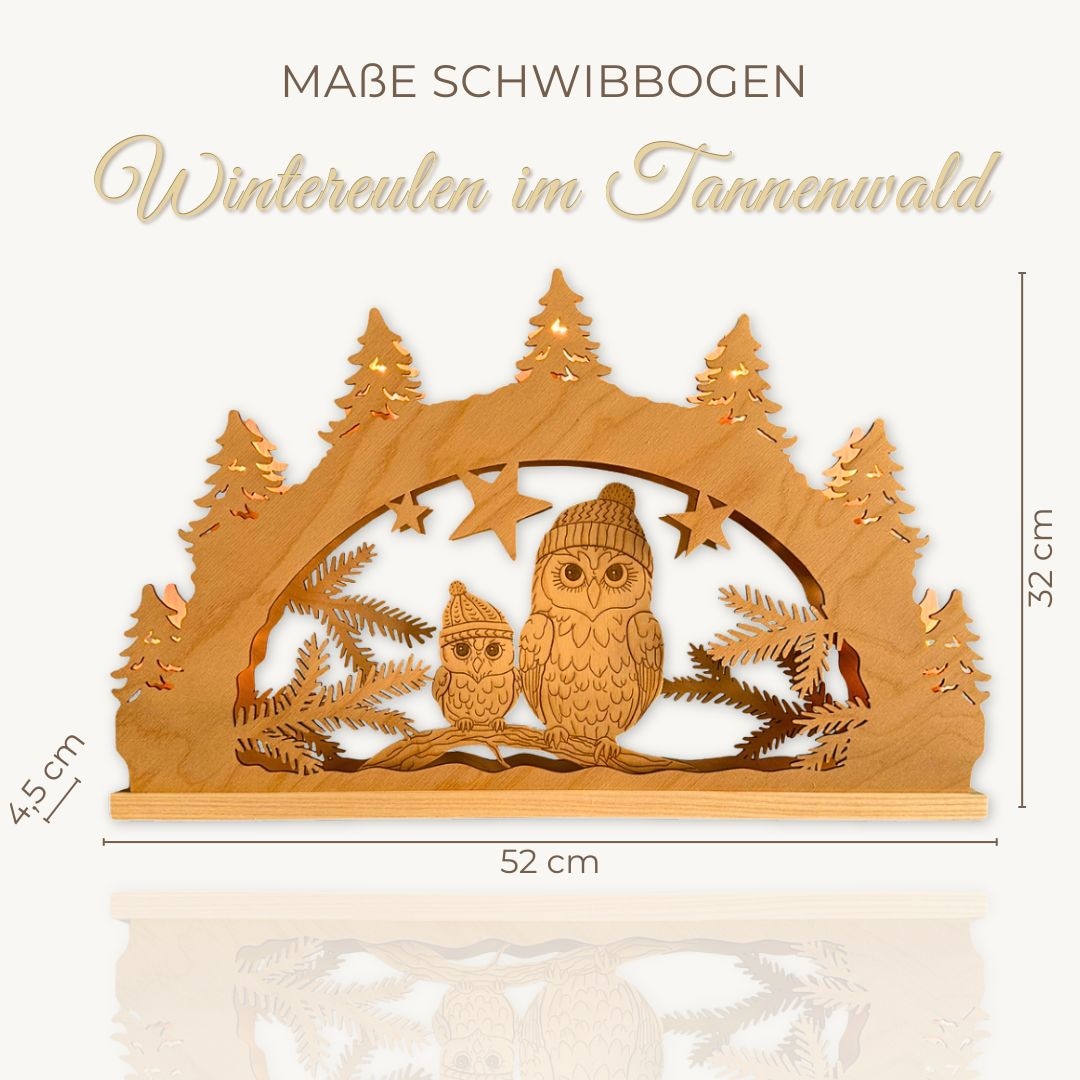 Weigla Schwibbogen »Wintereule im Tannenwald, Lichterbogen aus Holz, NATUR«