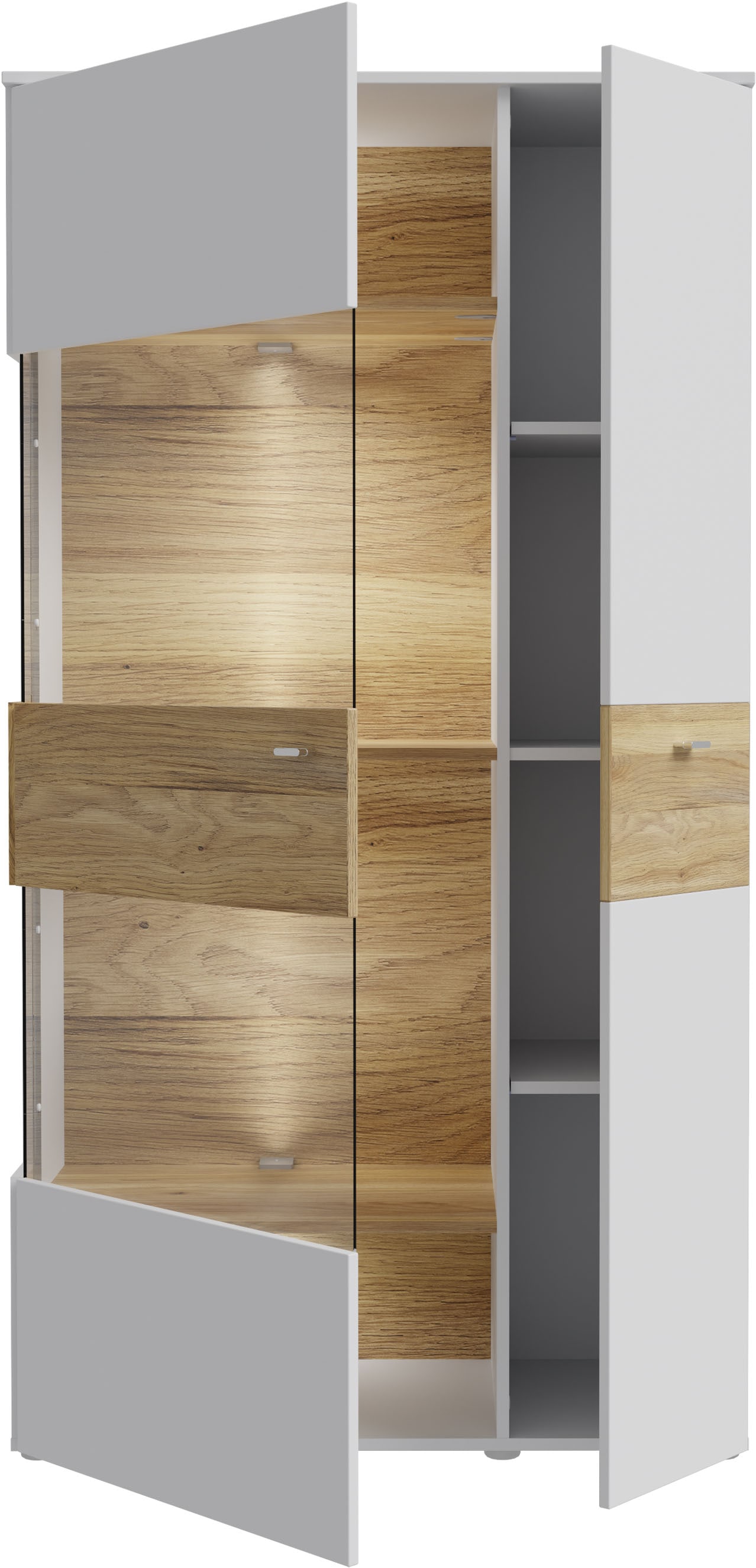 FORTE Vitrine »Como«, Highboard, LED Beleuchtung Einlegeböden, Glastüre, Soft Close