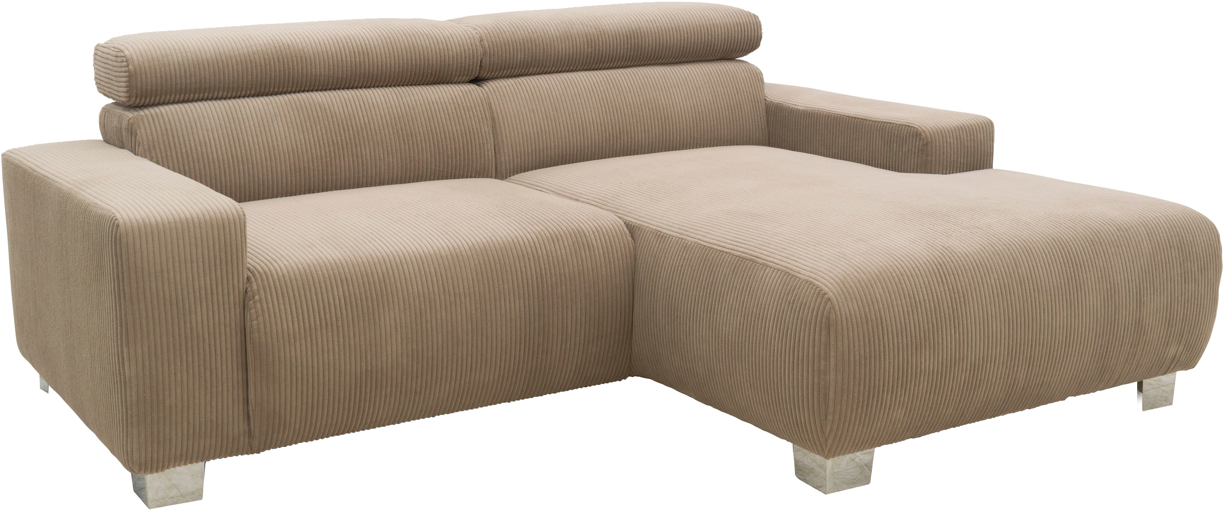 DOMO collection Ecksofa »100030 inkl. Kopfteilverstellung, guter Sitzkomfort, Cordbezug, L-Form« mit komfortabler Wellenunterfederung, ideal für kleine Räume