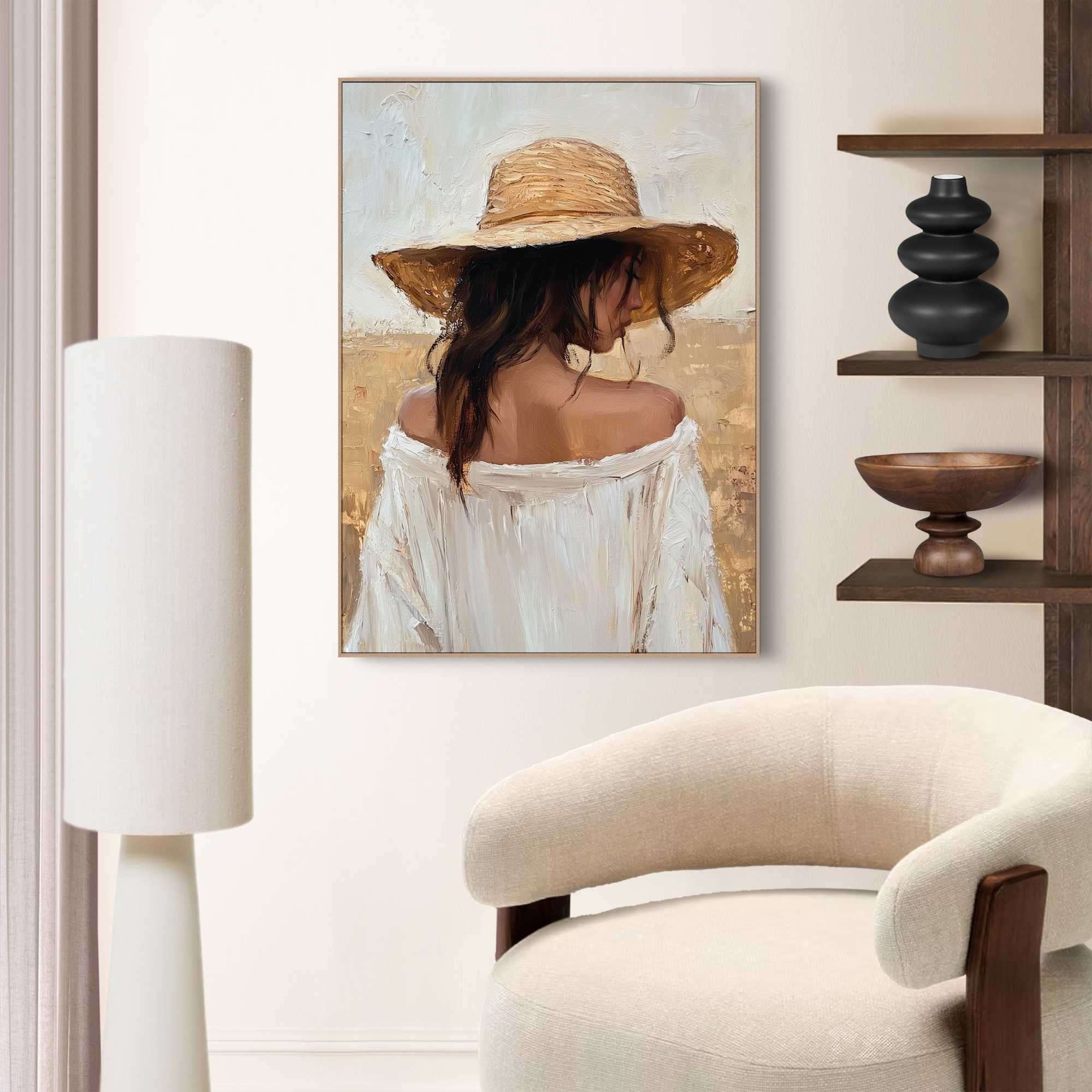 Reinders! Poster »Summer Lady« Schlafzimmer - Frau - Strohhut - Beige - MDF - Menschen - 50x70 cm