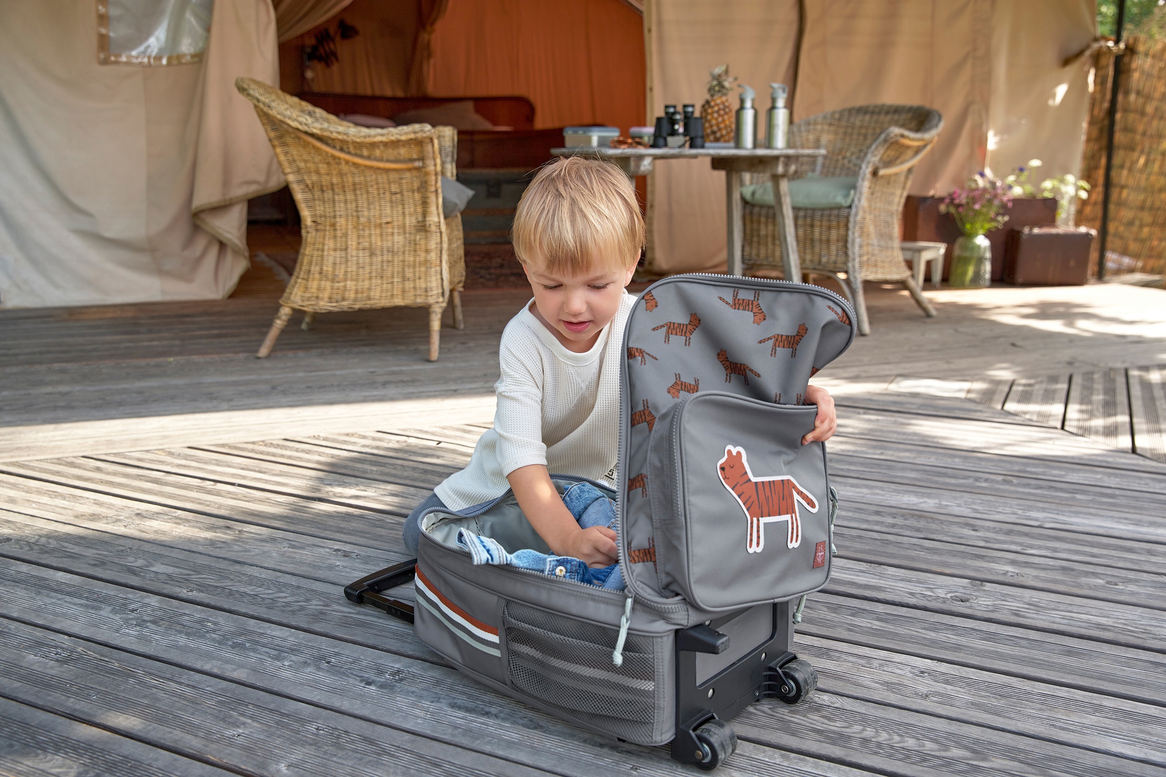 LÄSSIG Kinderkoffer »Safari, Tiger, Grey«, 2 Rollen