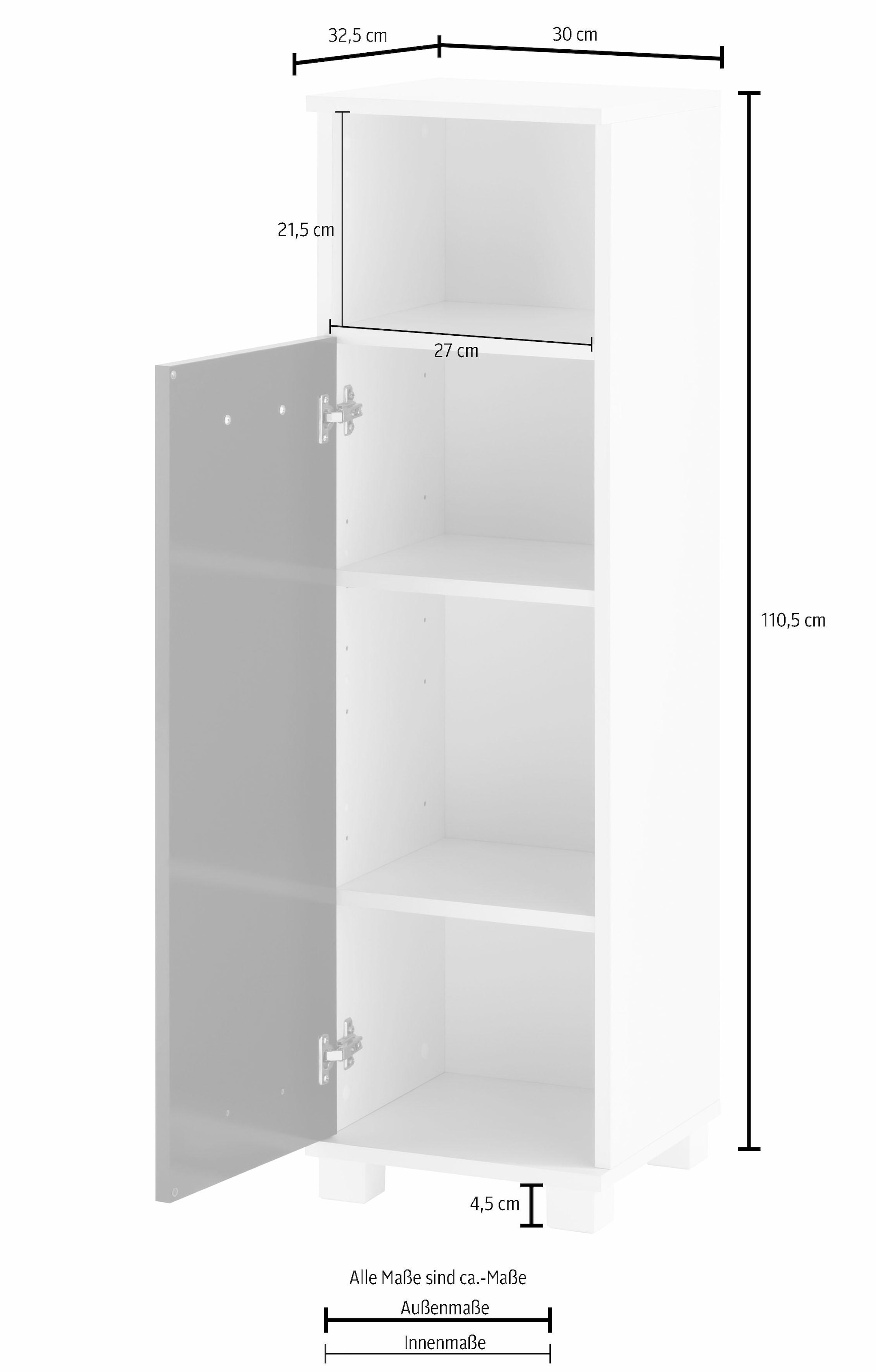 Schildmeyer Midischrank »Colli«, Höhe cm, Raten Badezimmerschrank 110,5 Metallgriff, bestellen auf mit Ablageböden